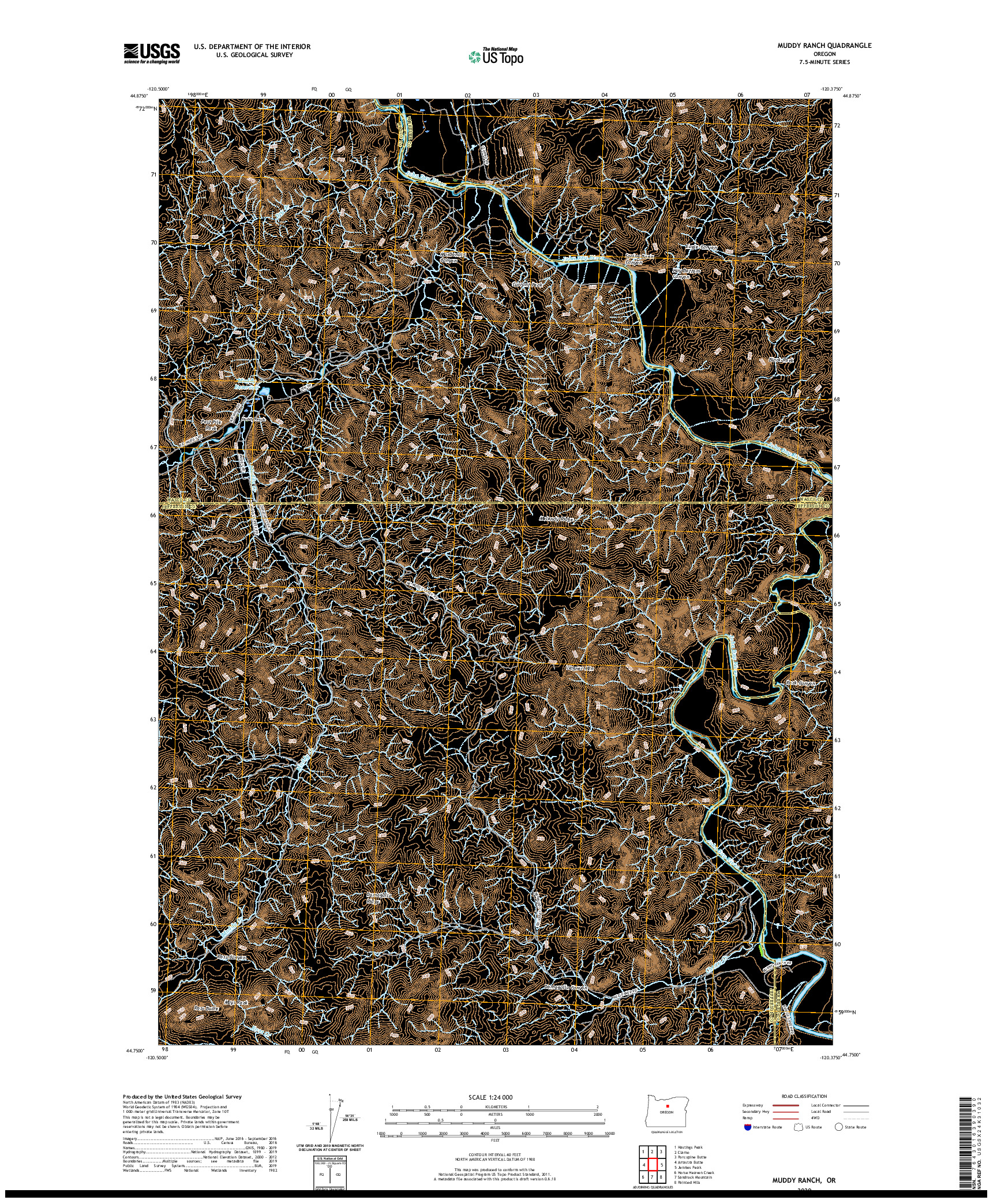 USGS US TOPO 7.5-MINUTE MAP FOR MUDDY RANCH, OR 2020