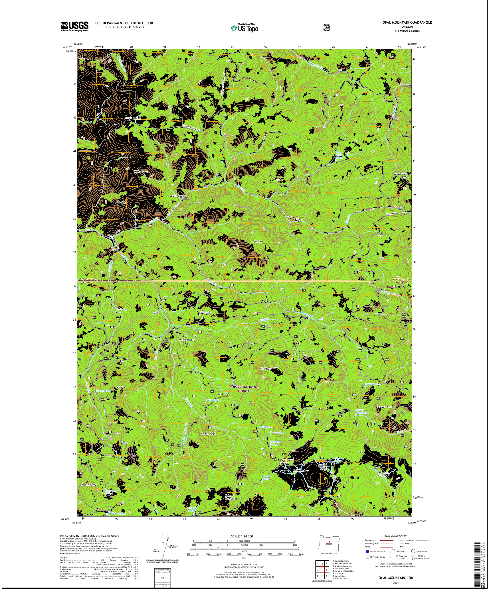 USGS US TOPO 7.5-MINUTE MAP FOR OPAL MOUNTAIN, OR 2020