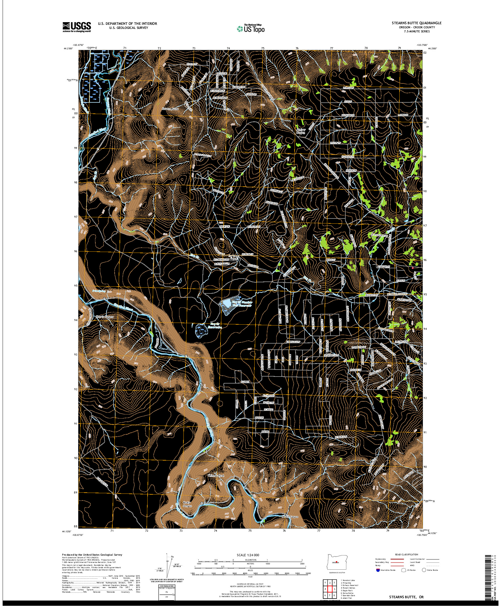 USGS US TOPO 7.5-MINUTE MAP FOR STEARNS BUTTE, OR 2020