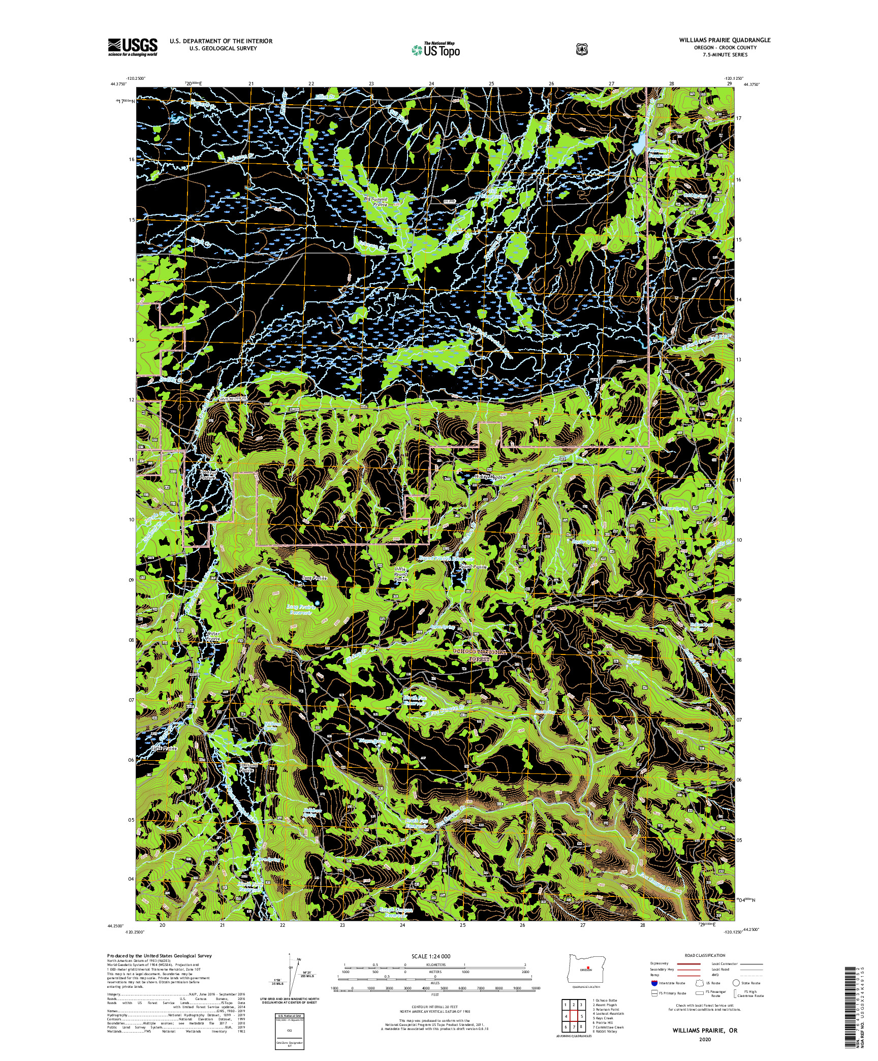 USGS US TOPO 7.5-MINUTE MAP FOR WILLIAMS PRAIRIE, OR 2020