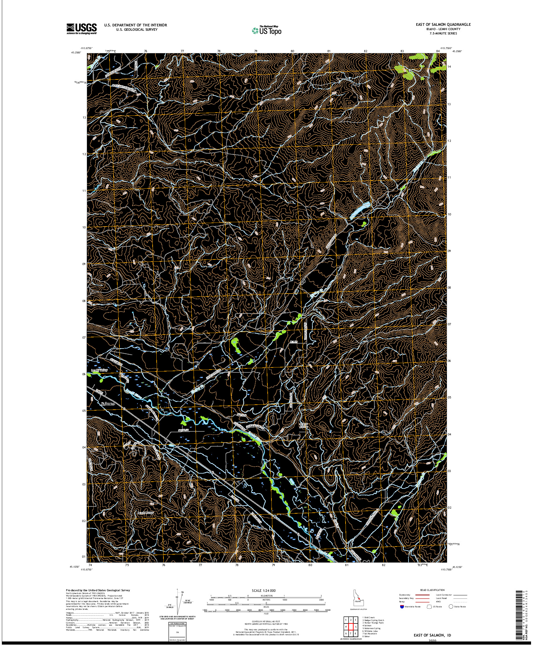 USGS US TOPO 7.5-MINUTE MAP FOR EAST OF SALMON, ID 2020