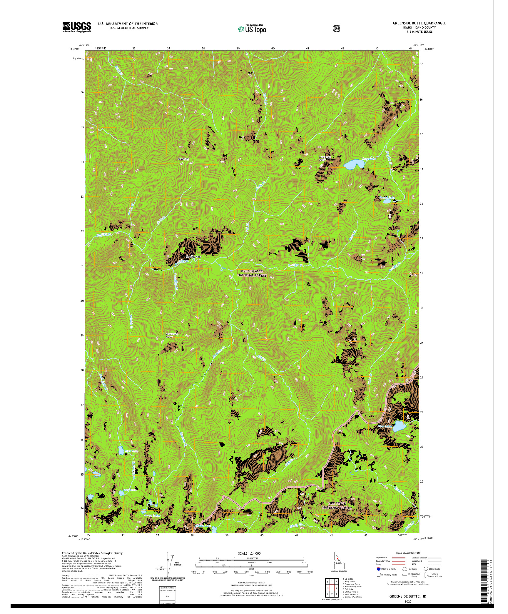 USGS US TOPO 7.5-MINUTE MAP FOR GREENSIDE BUTTE, ID 2020