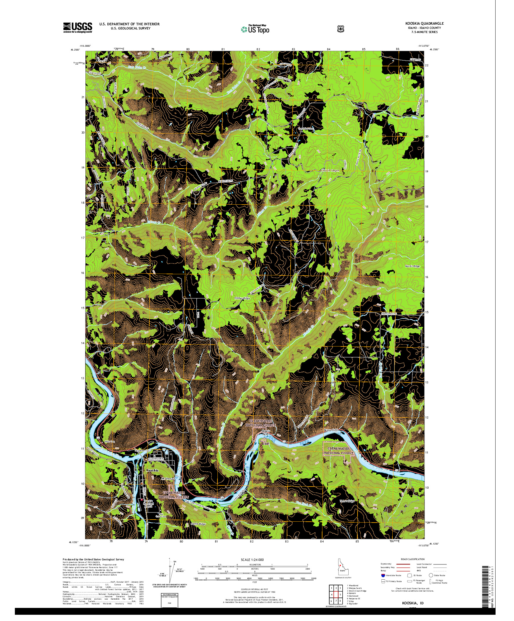 USGS US TOPO 7.5-MINUTE MAP FOR KOOSKIA, ID 2020