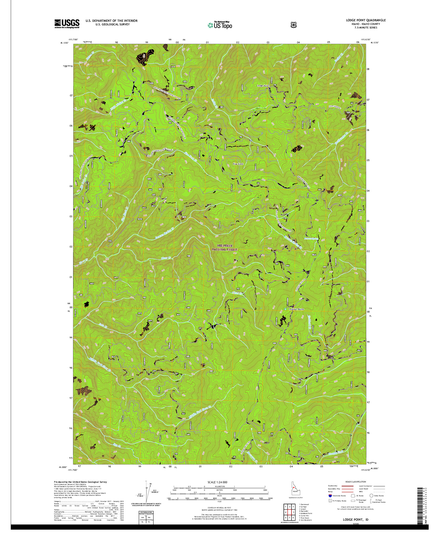 USGS US TOPO 7.5-MINUTE MAP FOR LODGE POINT, ID 2020
