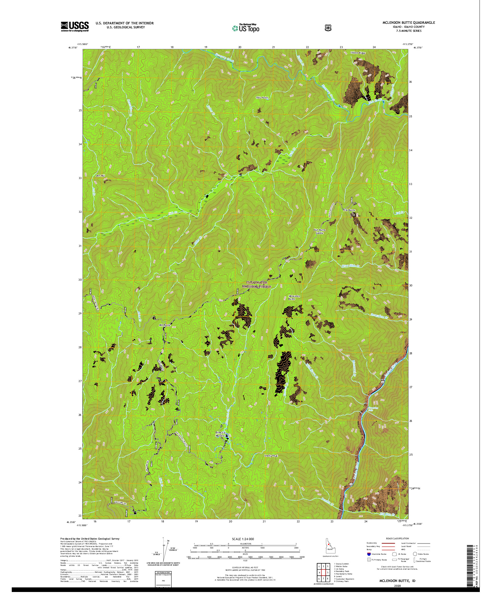 USGS US TOPO 7.5-MINUTE MAP FOR MCLENDON BUTTE, ID 2020