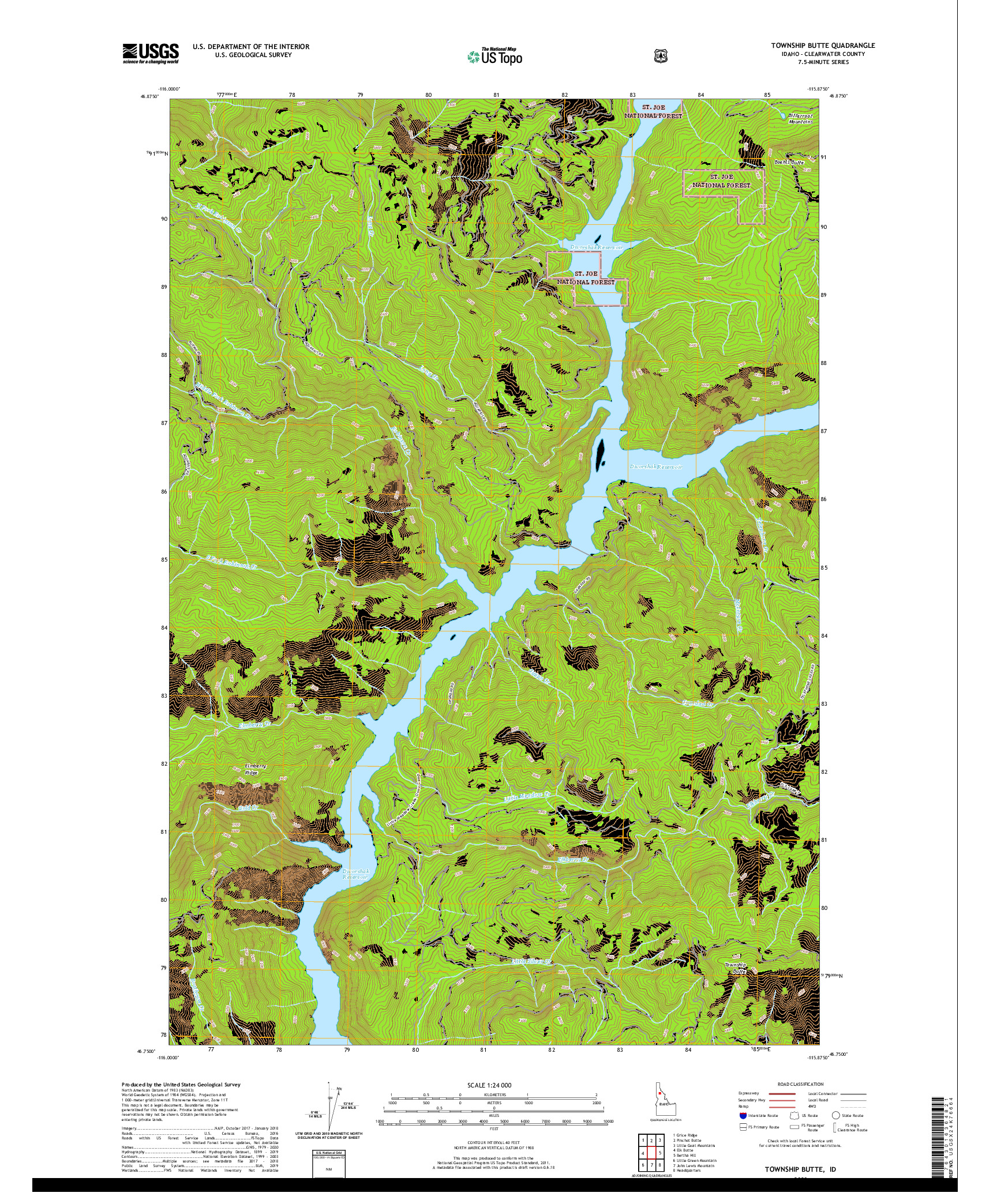 USGS US TOPO 7.5-MINUTE MAP FOR TOWNSHIP BUTTE, ID 2020