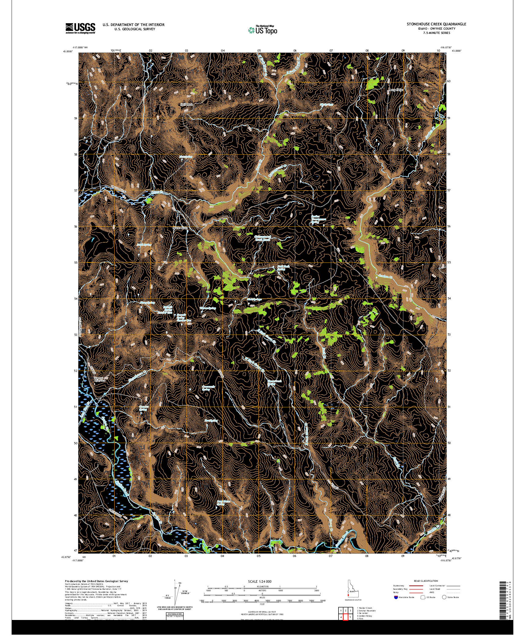 USGS US TOPO 7.5-MINUTE MAP FOR STONEHOUSE CREEK, ID 2020