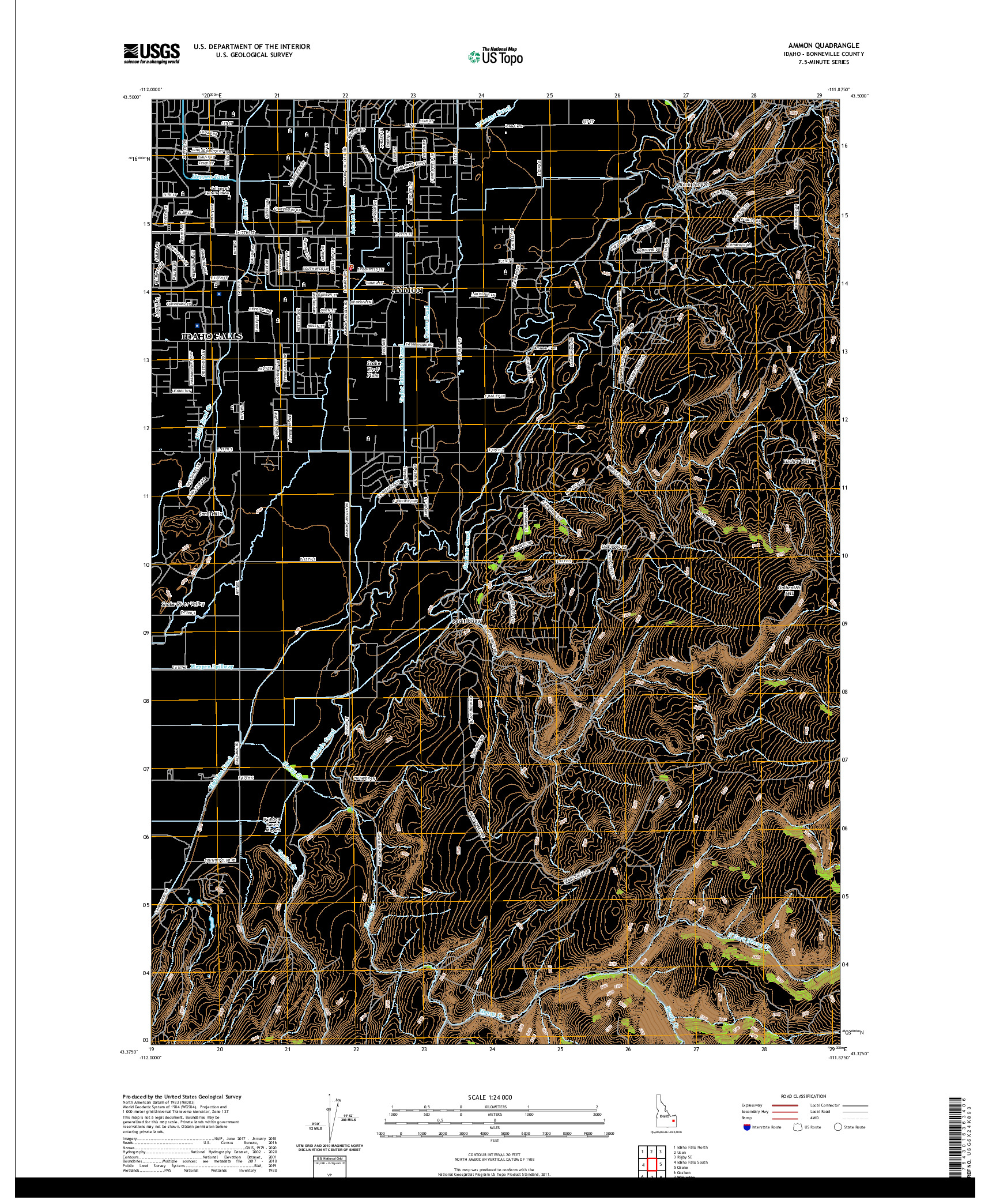 USGS US TOPO 7.5-MINUTE MAP FOR AMMON, ID 2020