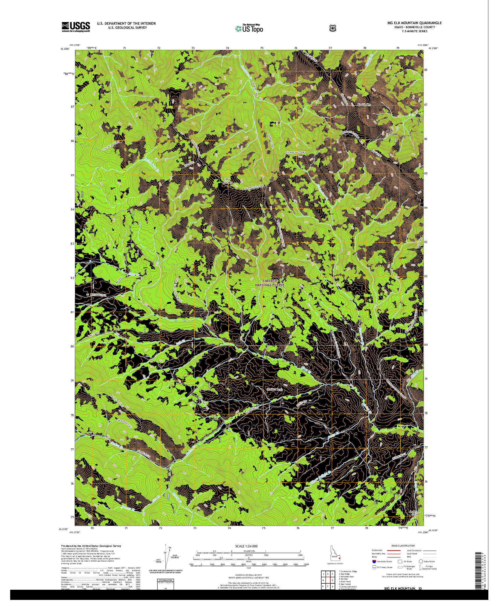 USGS US TOPO 7.5-MINUTE MAP FOR BIG ELK MOUNTAIN, ID 2020