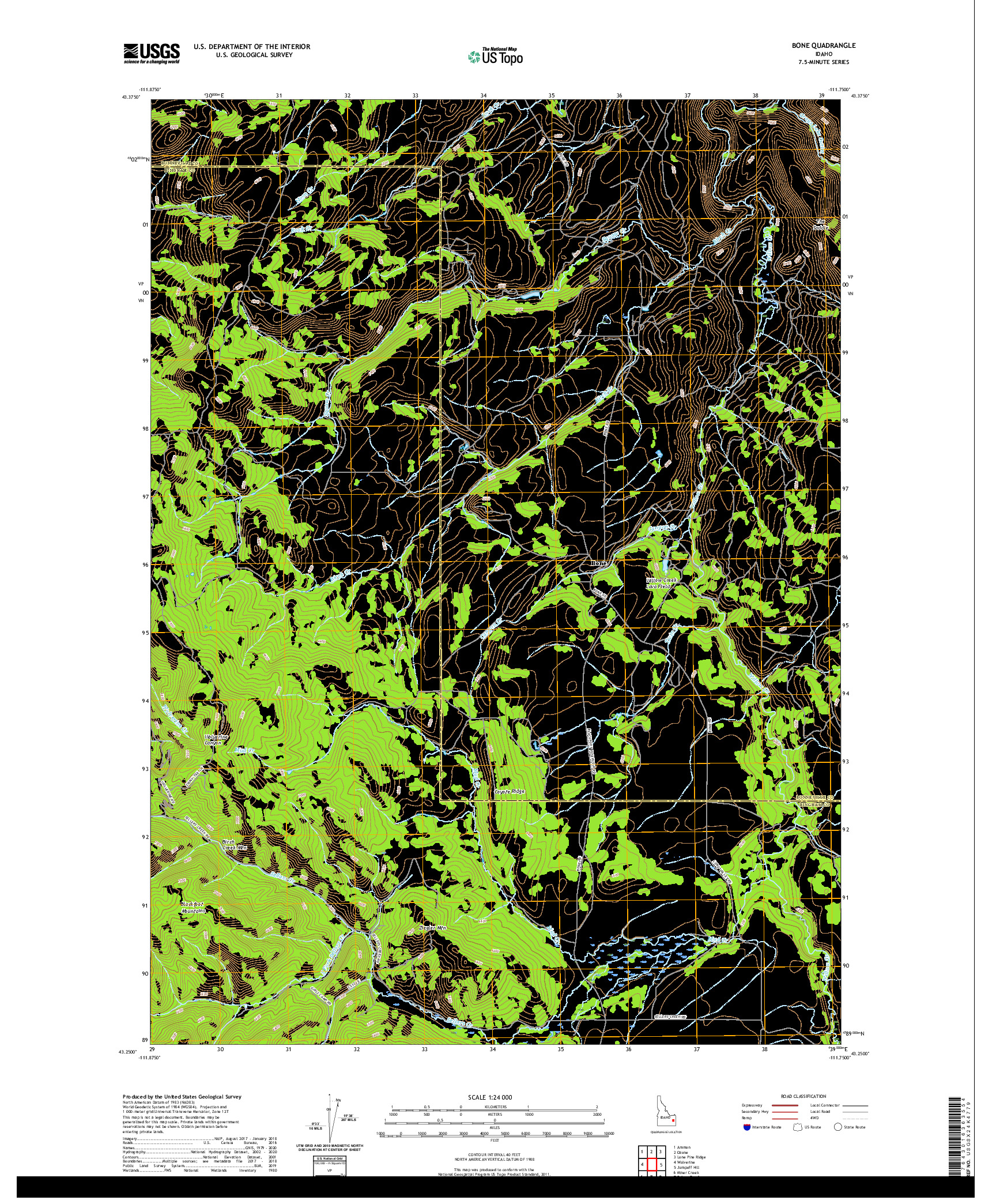 USGS US TOPO 7.5-MINUTE MAP FOR BONE, ID 2020