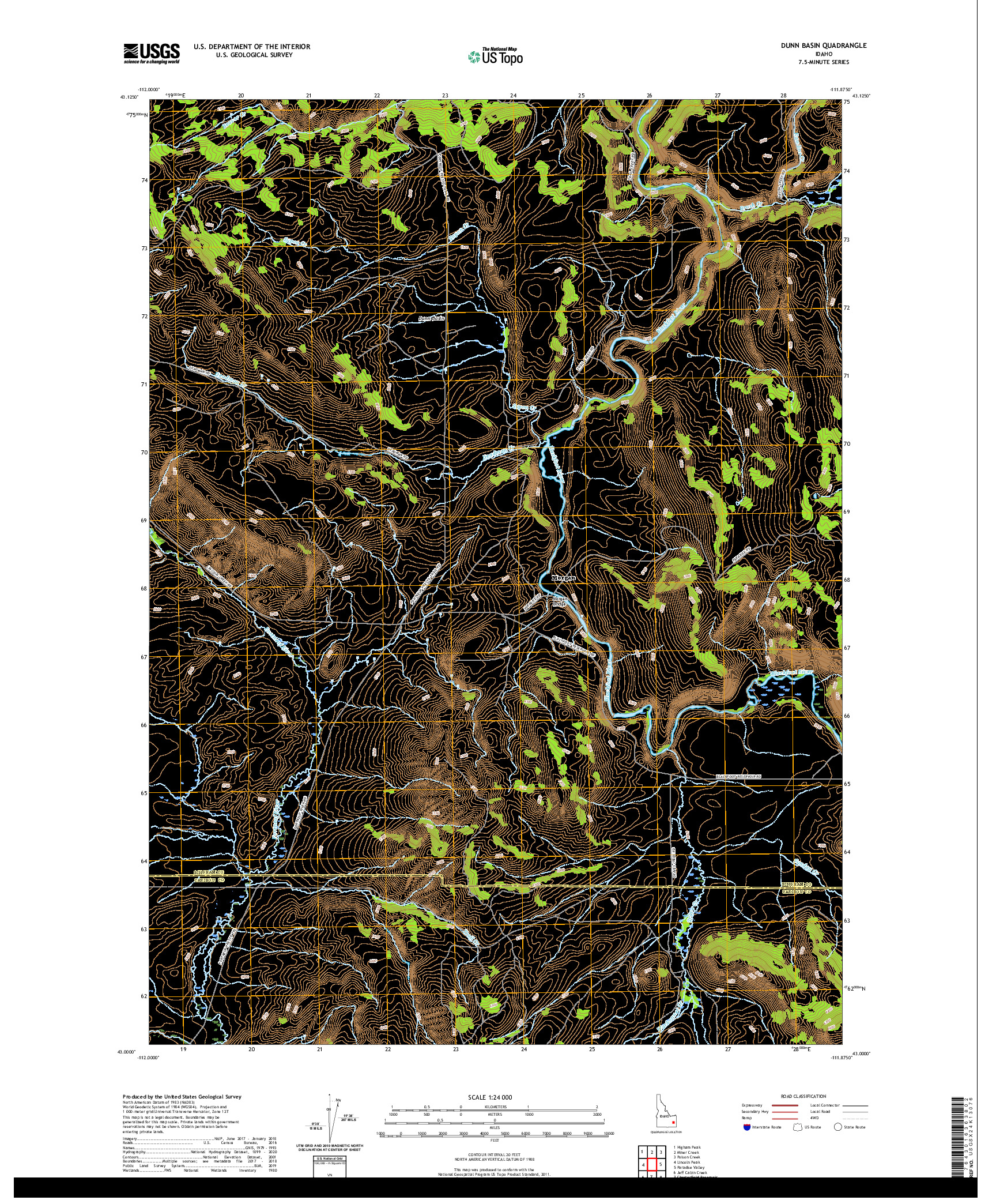 USGS US TOPO 7.5-MINUTE MAP FOR DUNN BASIN, ID 2020