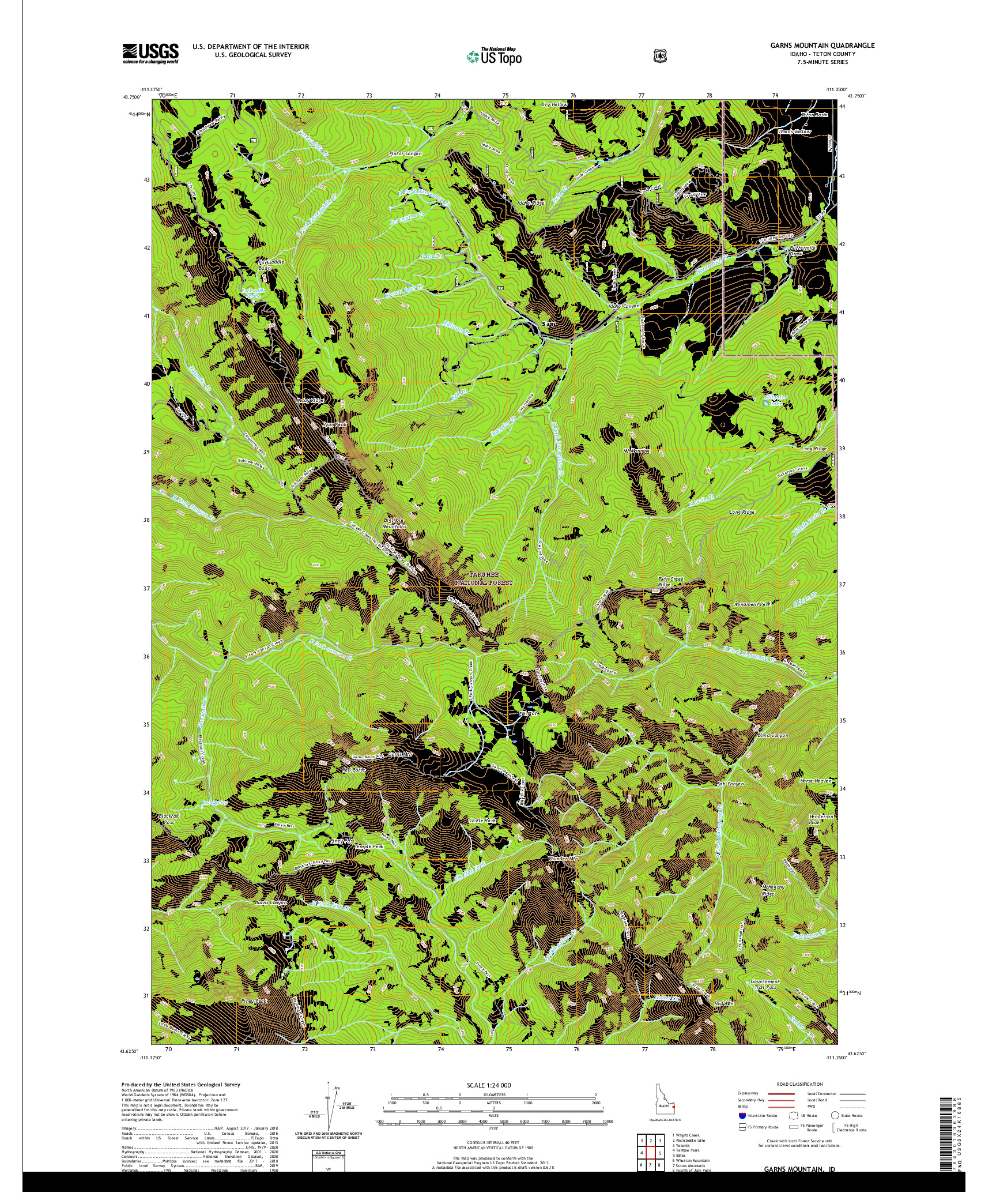 USGS US TOPO 7.5-MINUTE MAP FOR GARNS MOUNTAIN, ID 2020
