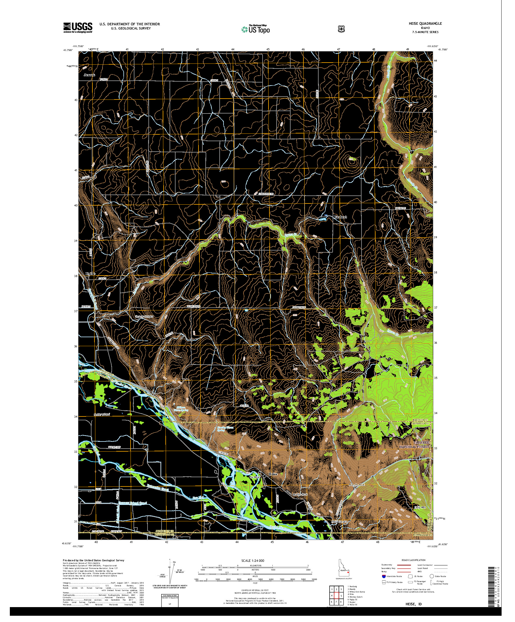 USGS US TOPO 7.5-MINUTE MAP FOR HEISE, ID 2020