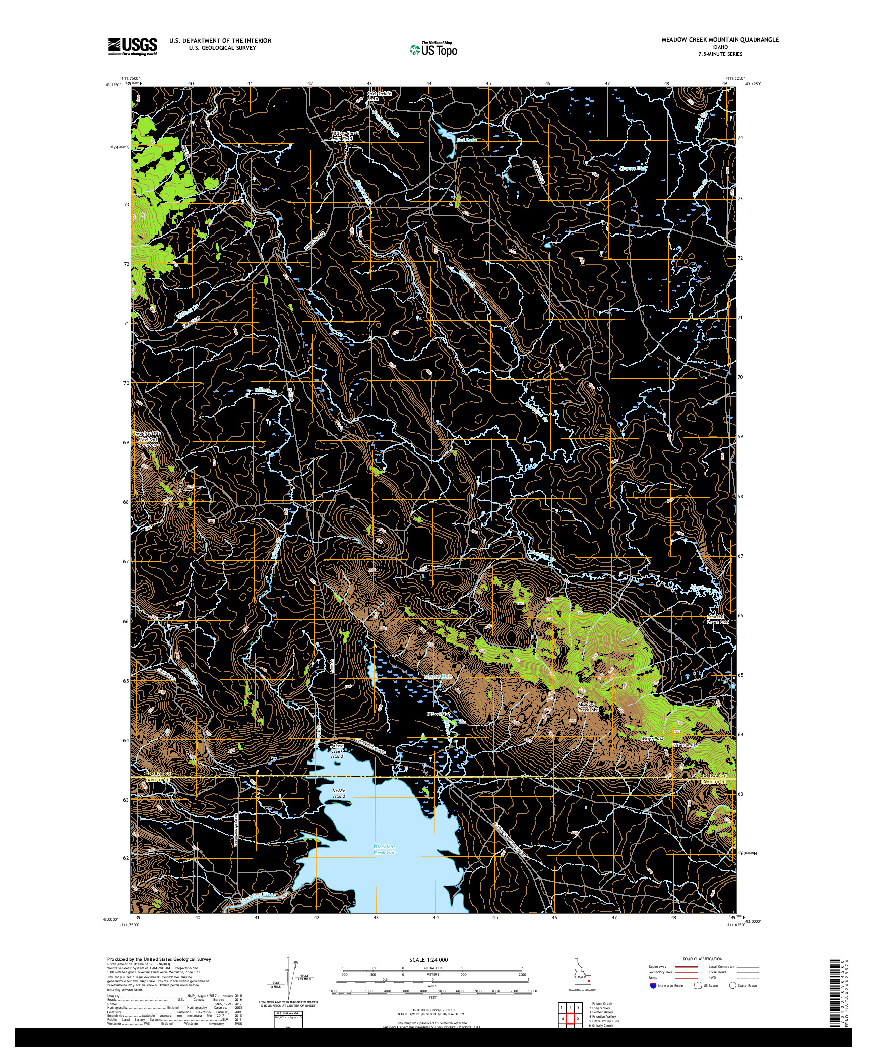 USGS US TOPO 7.5-MINUTE MAP FOR MEADOW CREEK MOUNTAIN, ID 2020