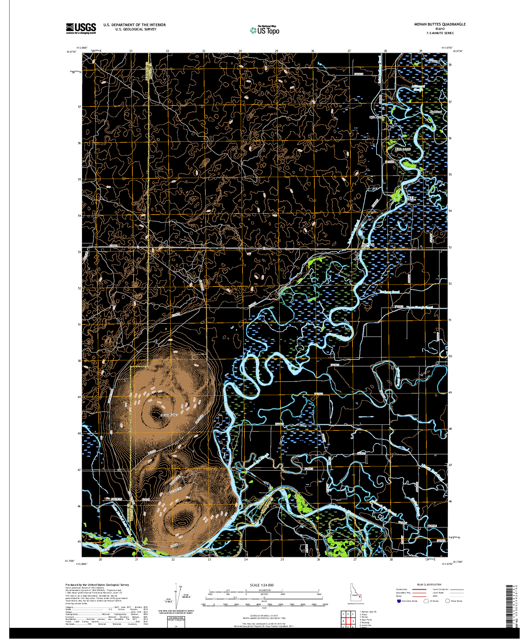 USGS US TOPO 7.5-MINUTE MAP FOR MENAN BUTTES, ID 2020