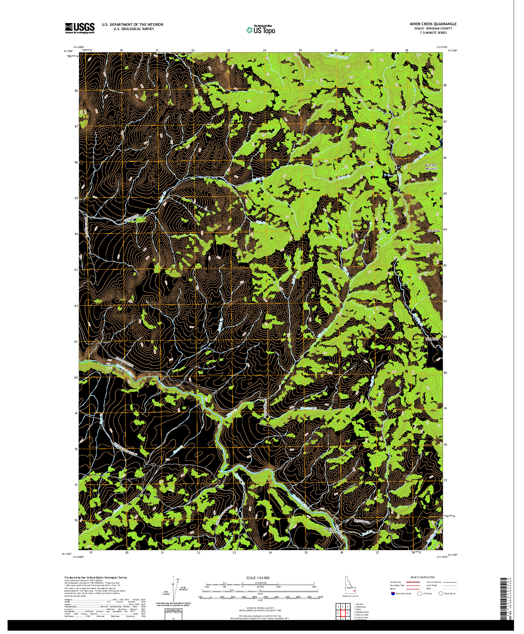 USGS US TOPO 7.5-MINUTE MAP FOR MINER CREEK, ID 2020