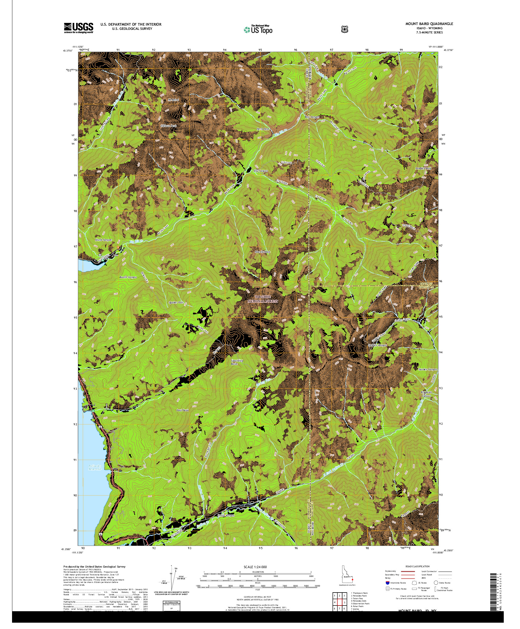 USGS US TOPO 7.5-MINUTE MAP FOR MOUNT BAIRD, ID,WY 2020