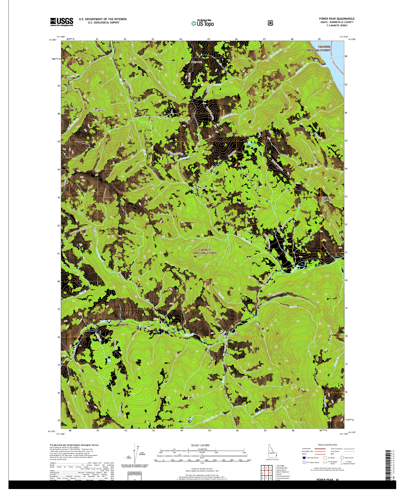 USGS US TOPO 7.5-MINUTE MAP FOR POKER PEAK, ID 2020