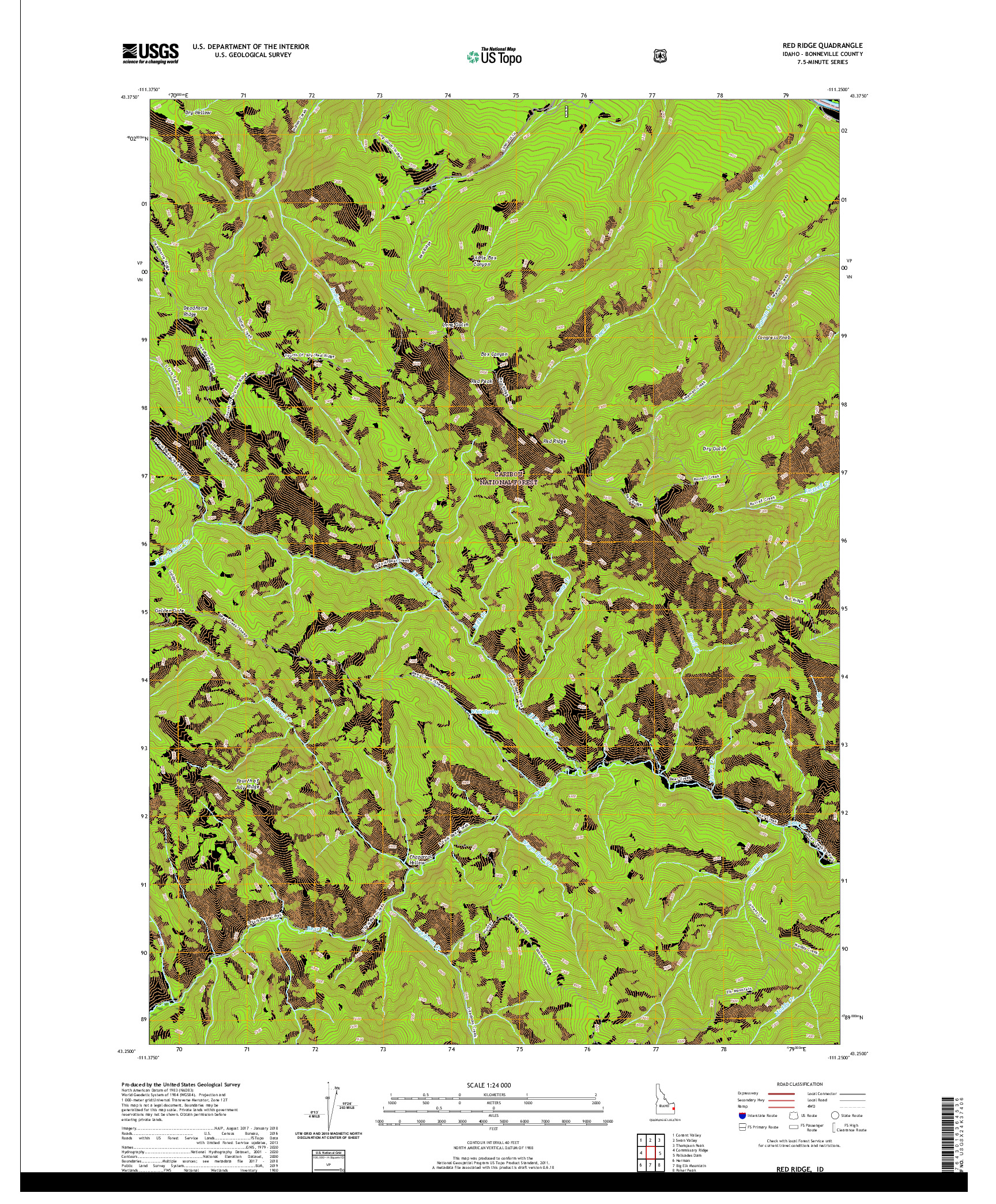 USGS US TOPO 7.5-MINUTE MAP FOR RED RIDGE, ID 2020