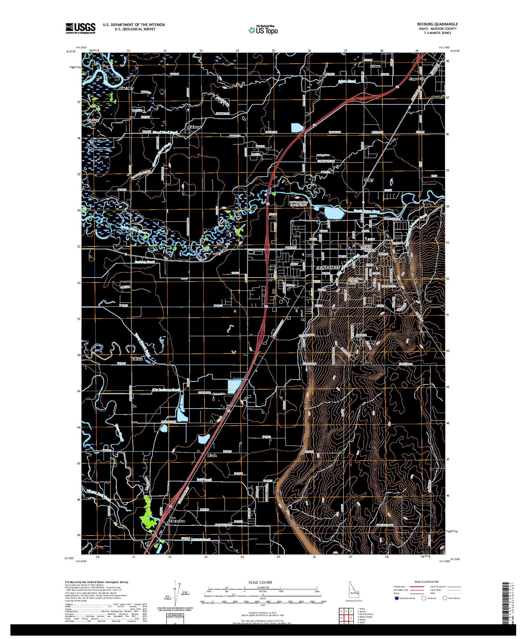 USGS US TOPO 7.5-MINUTE MAP FOR REXBURG, ID 2020