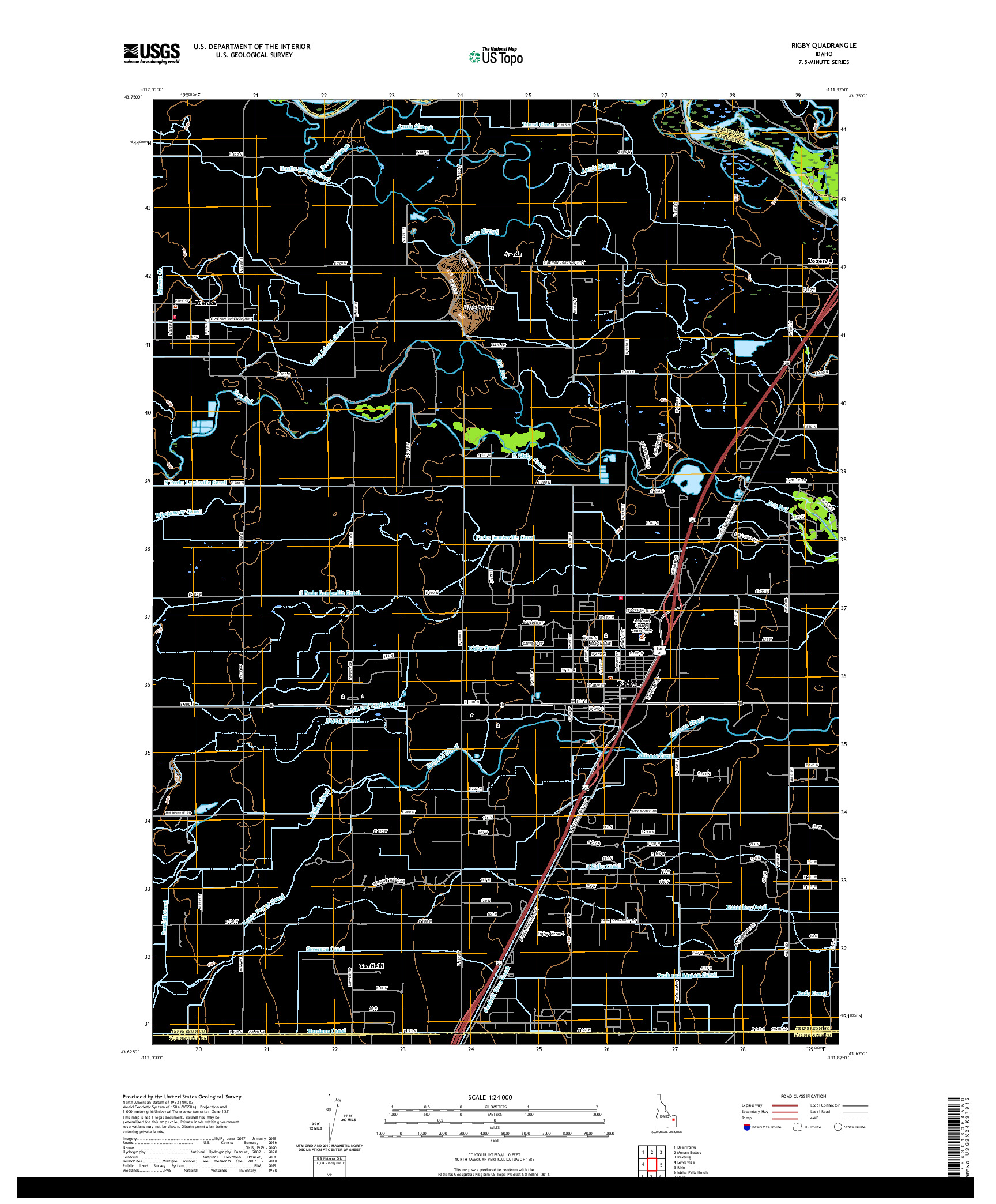 USGS US TOPO 7.5-MINUTE MAP FOR RIGBY, ID 2020