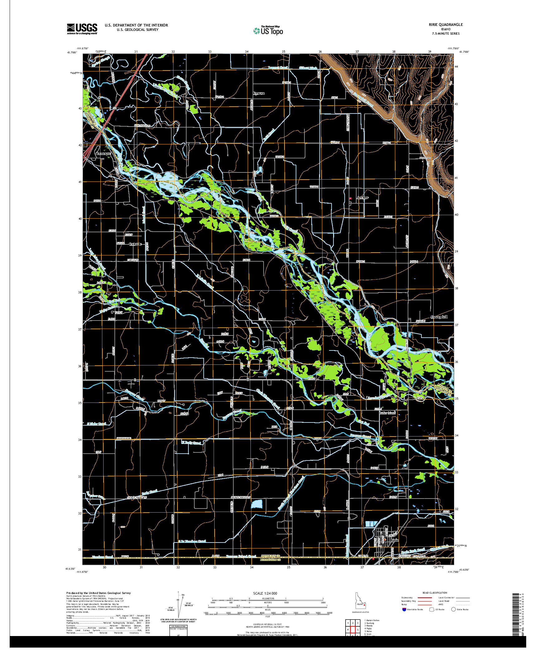 USGS US TOPO 7.5-MINUTE MAP FOR RIRIE, ID 2020