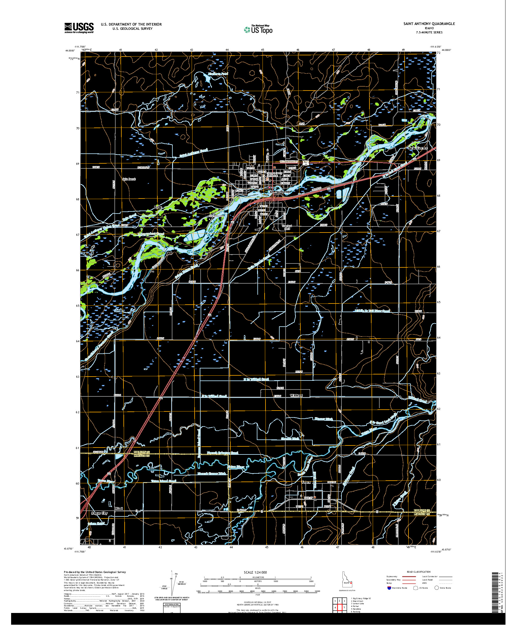 USGS US TOPO 7.5-MINUTE MAP FOR SAINT ANTHONY, ID 2020