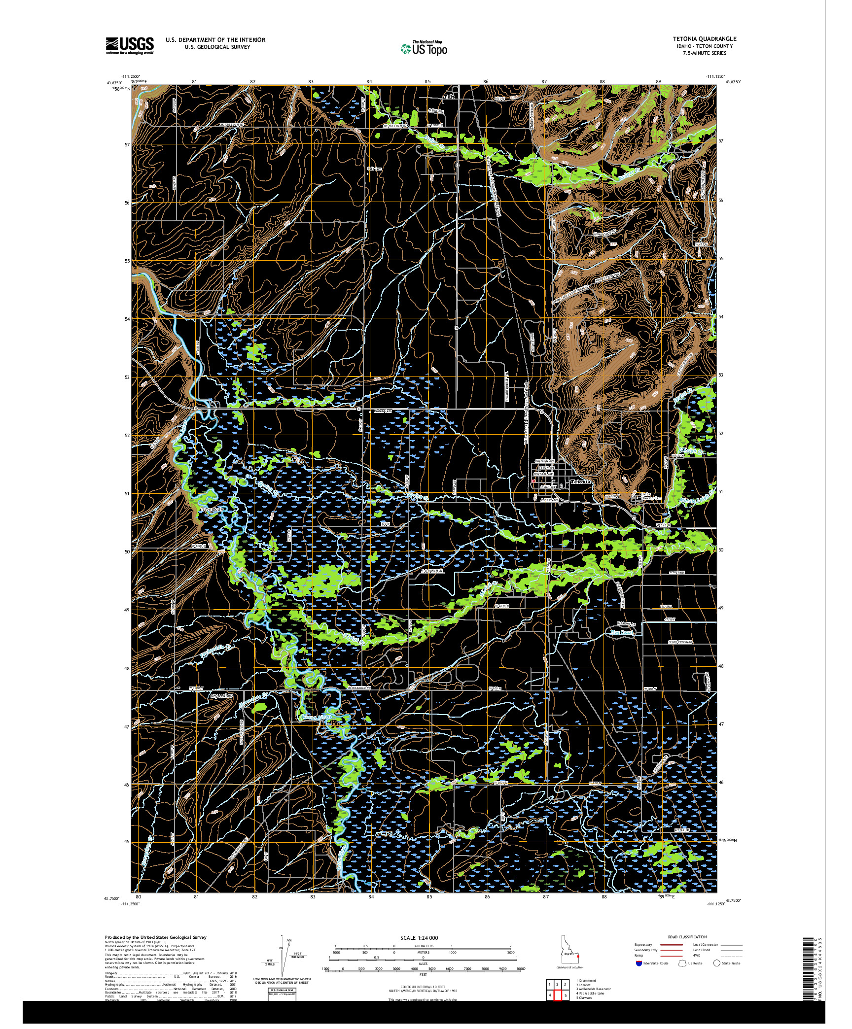 USGS US TOPO 7.5-MINUTE MAP FOR TETONIA, ID 2020