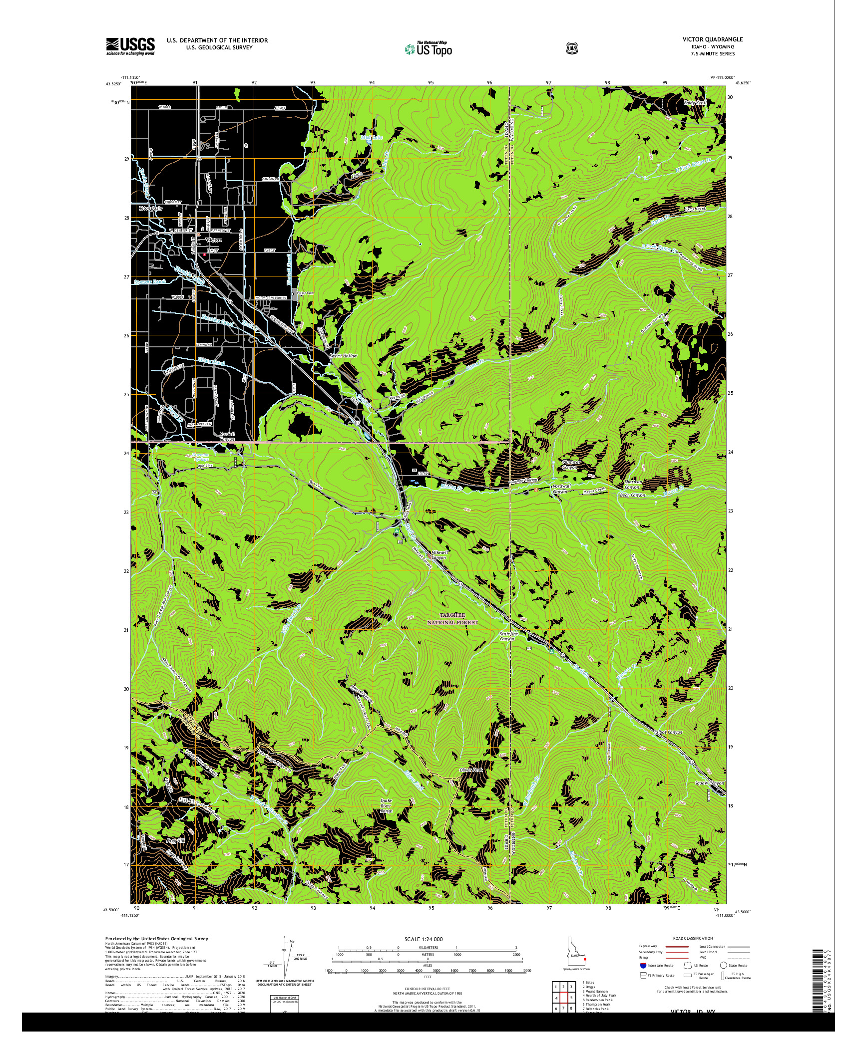 USGS US TOPO 7.5-MINUTE MAP FOR VICTOR, ID,WY 2020