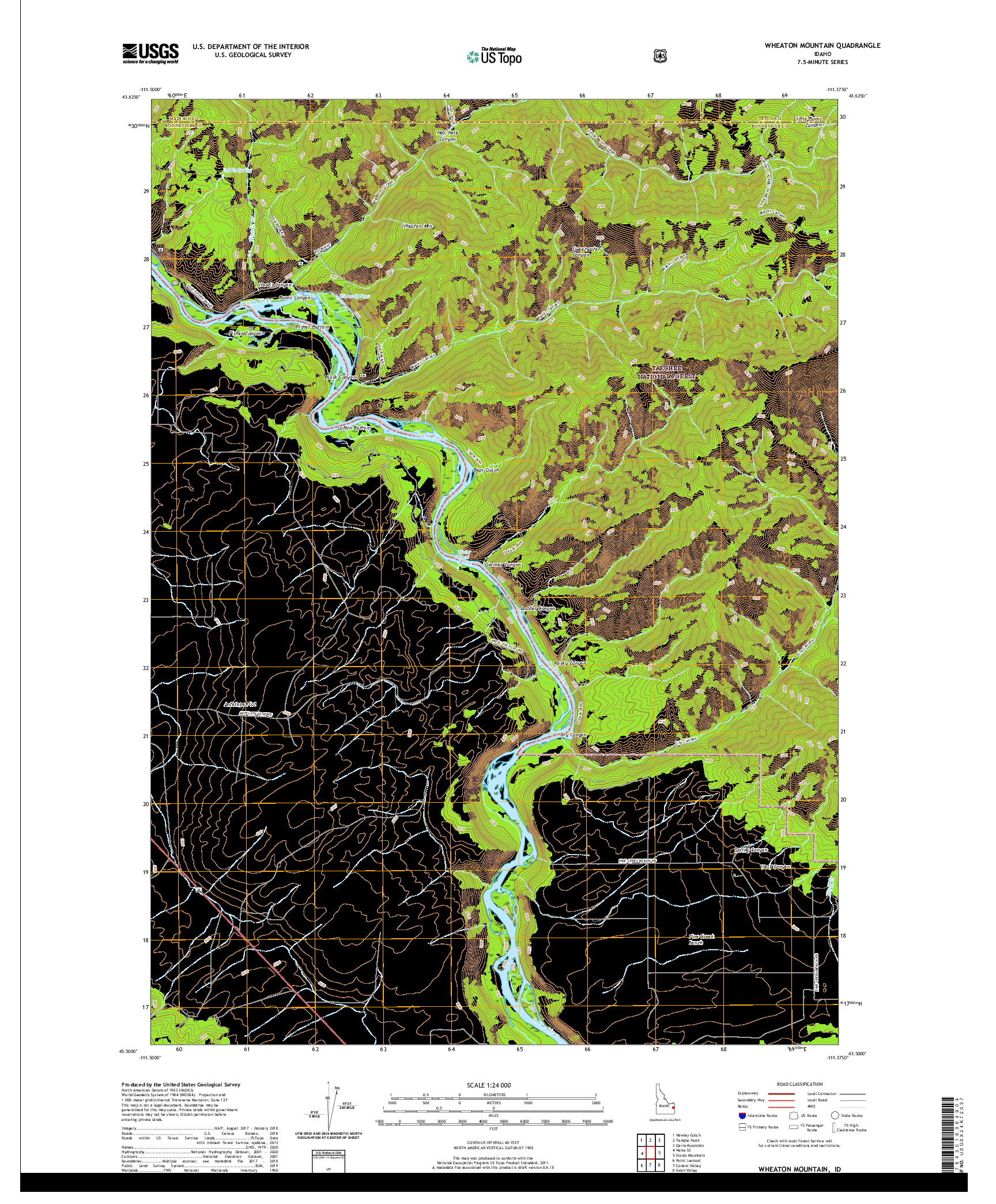 USGS US TOPO 7.5-MINUTE MAP FOR WHEATON MOUNTAIN, ID 2020