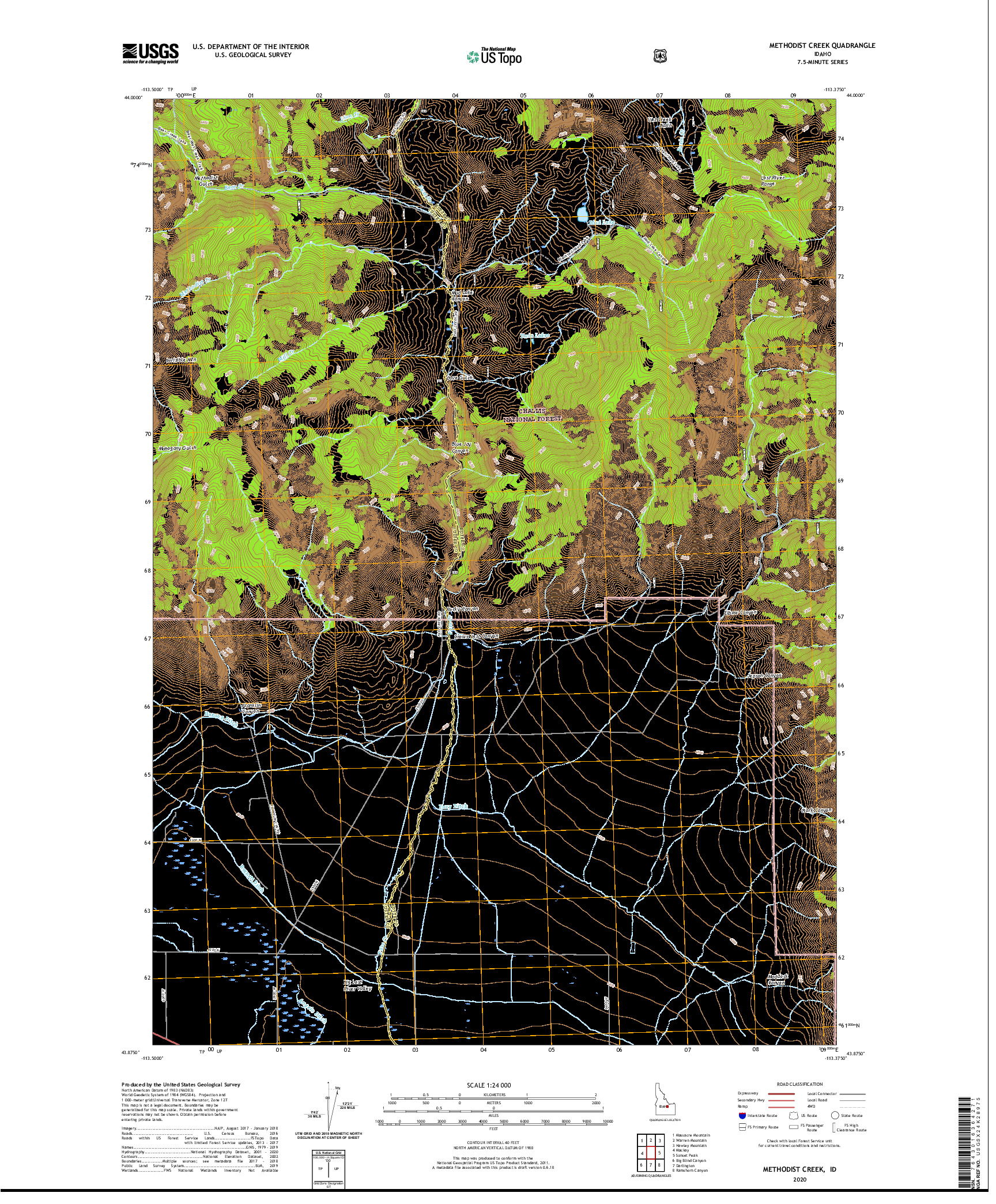 USGS US TOPO 7.5-MINUTE MAP FOR METHODIST CREEK, ID 2020