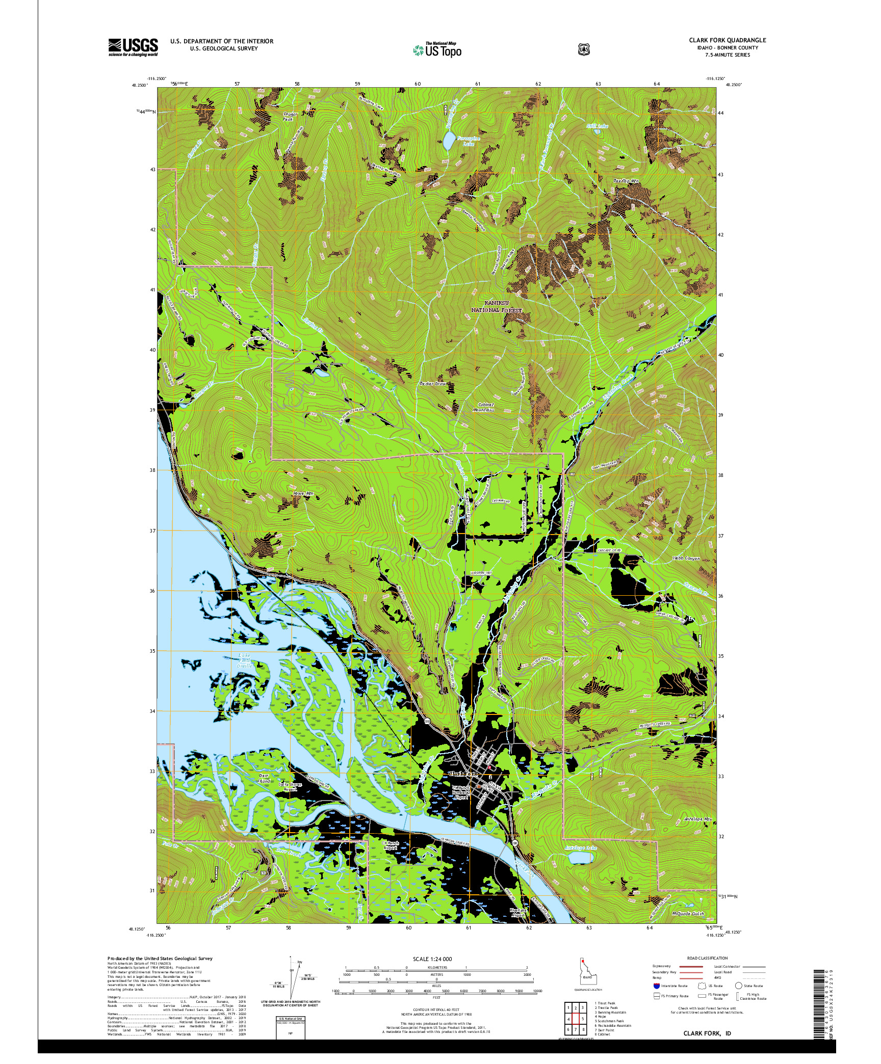 USGS US TOPO 7.5-MINUTE MAP FOR CLARK FORK, ID 2020