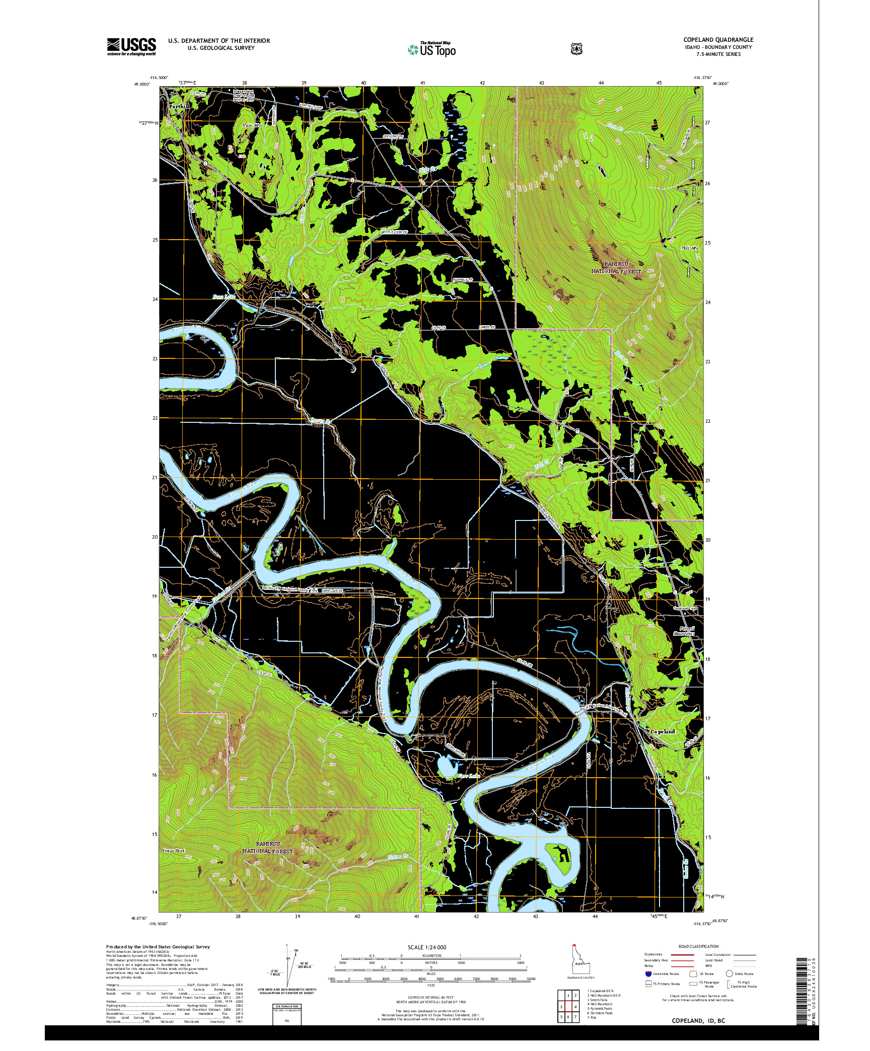 USGS US TOPO 7.5-MINUTE MAP FOR COPELAND, ID,BC 2020