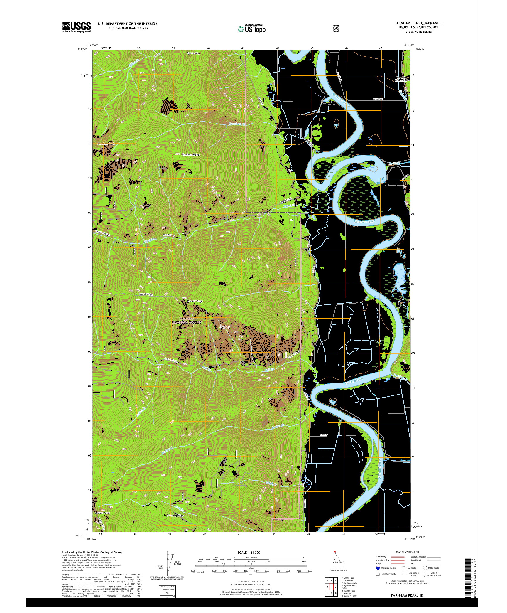 USGS US TOPO 7.5-MINUTE MAP FOR FARNHAM PEAK, ID 2020