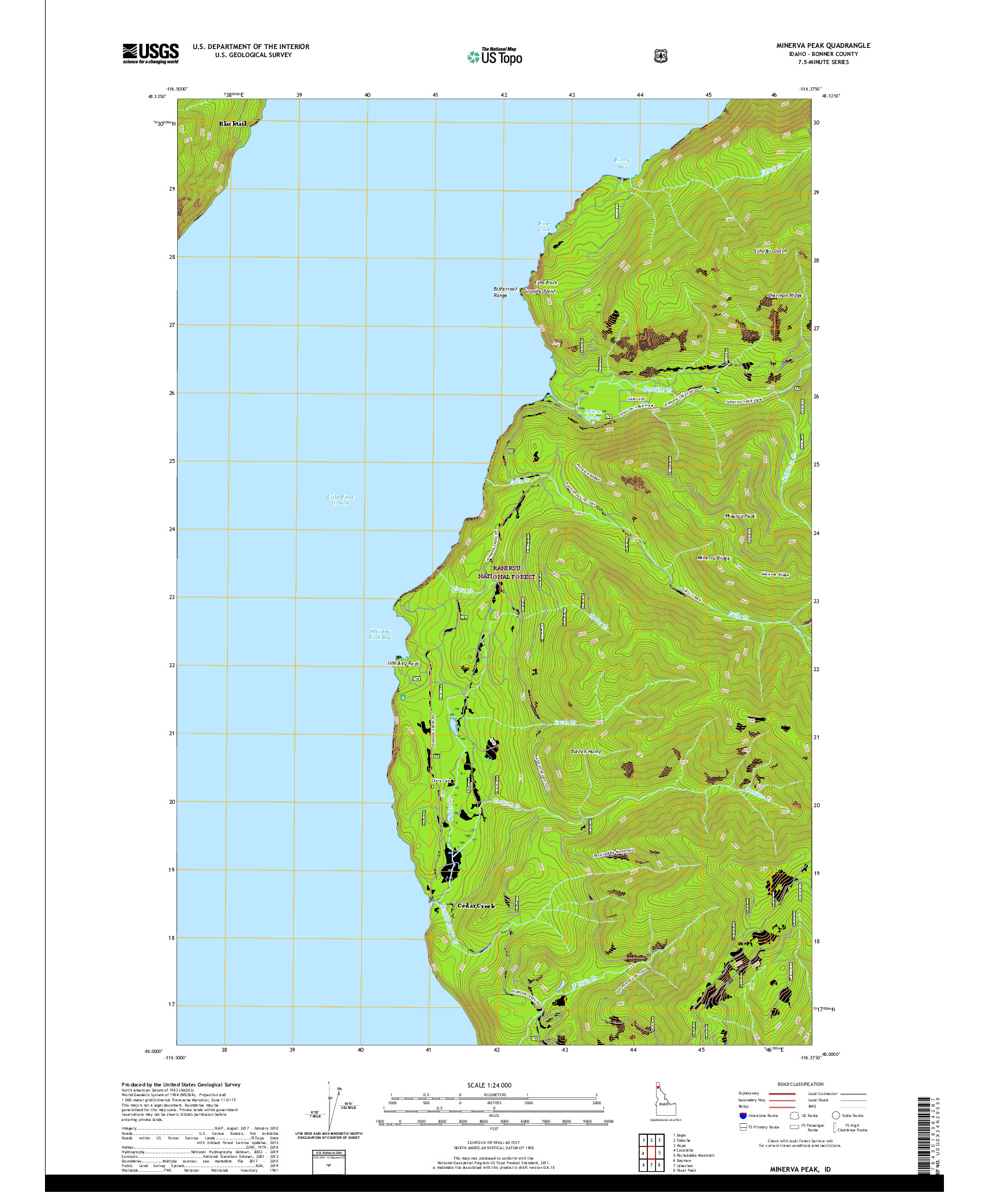 USGS US TOPO 7.5-MINUTE MAP FOR MINERVA PEAK, ID 2020