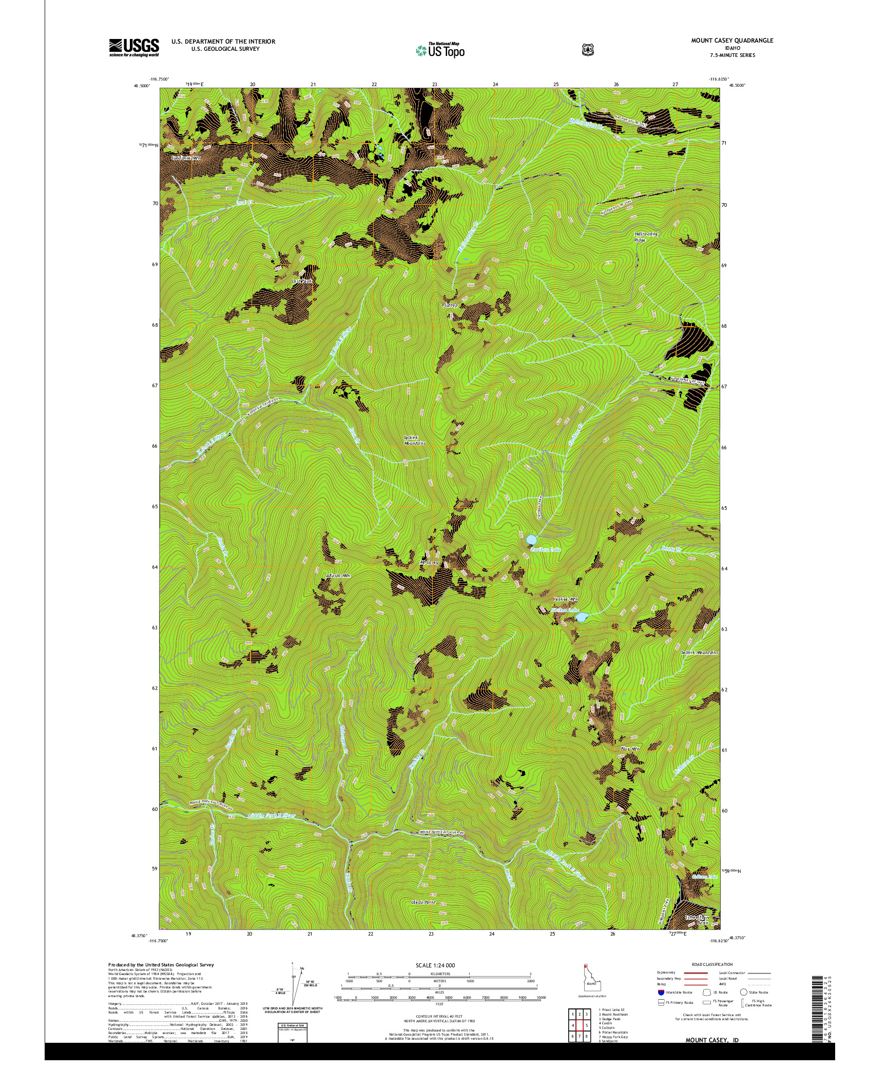 USGS US TOPO 7.5-MINUTE MAP FOR MOUNT CASEY, ID 2020