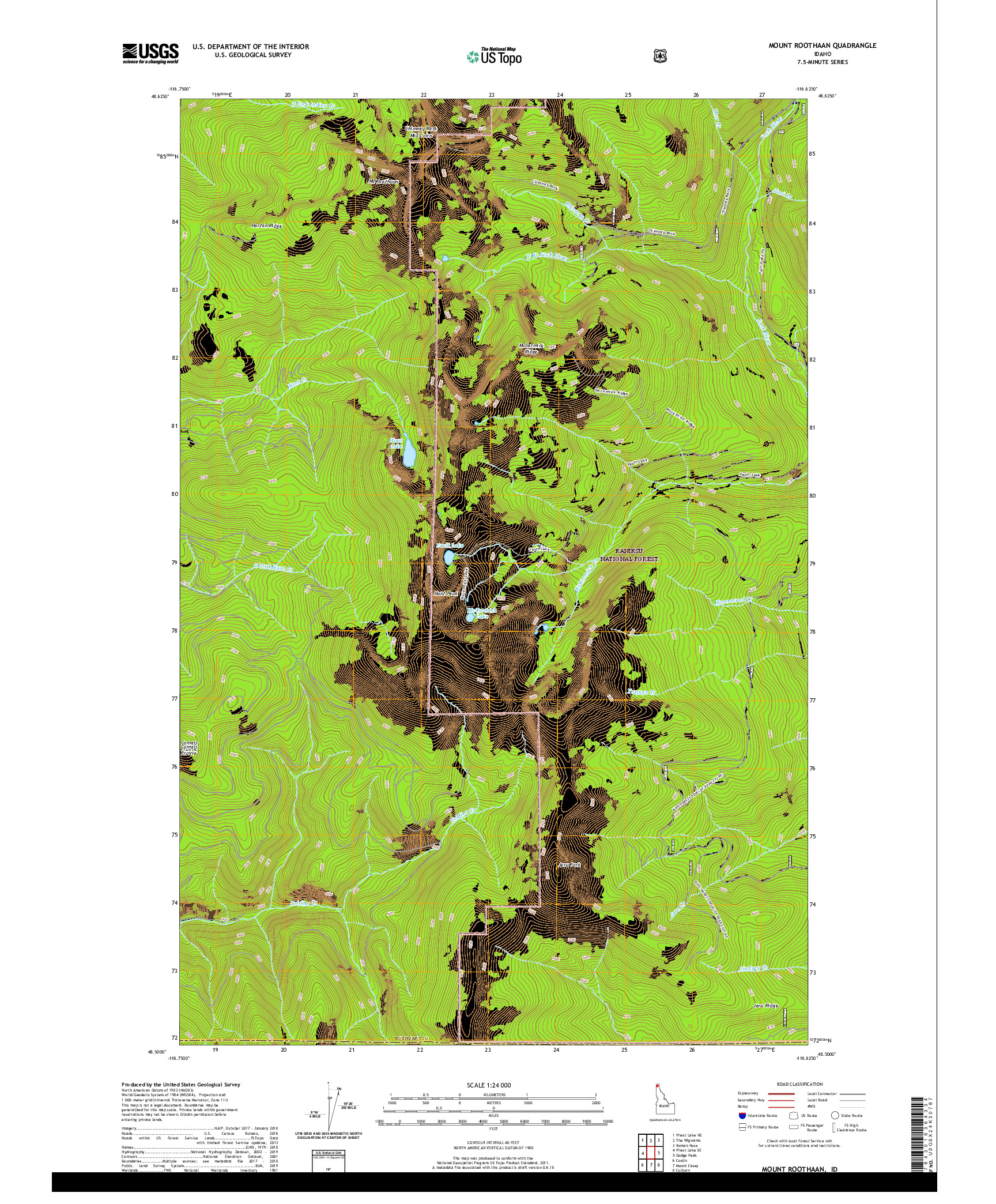 USGS US TOPO 7.5-MINUTE MAP FOR MOUNT ROOTHAAN, ID 2020