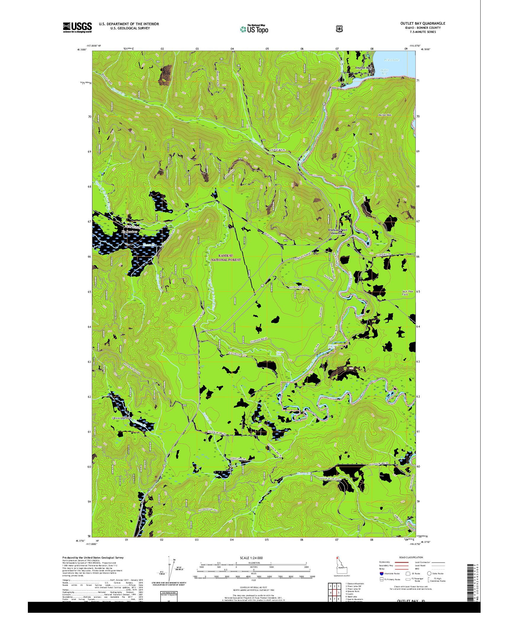 USGS US TOPO 7.5-MINUTE MAP FOR OUTLET BAY, ID 2020