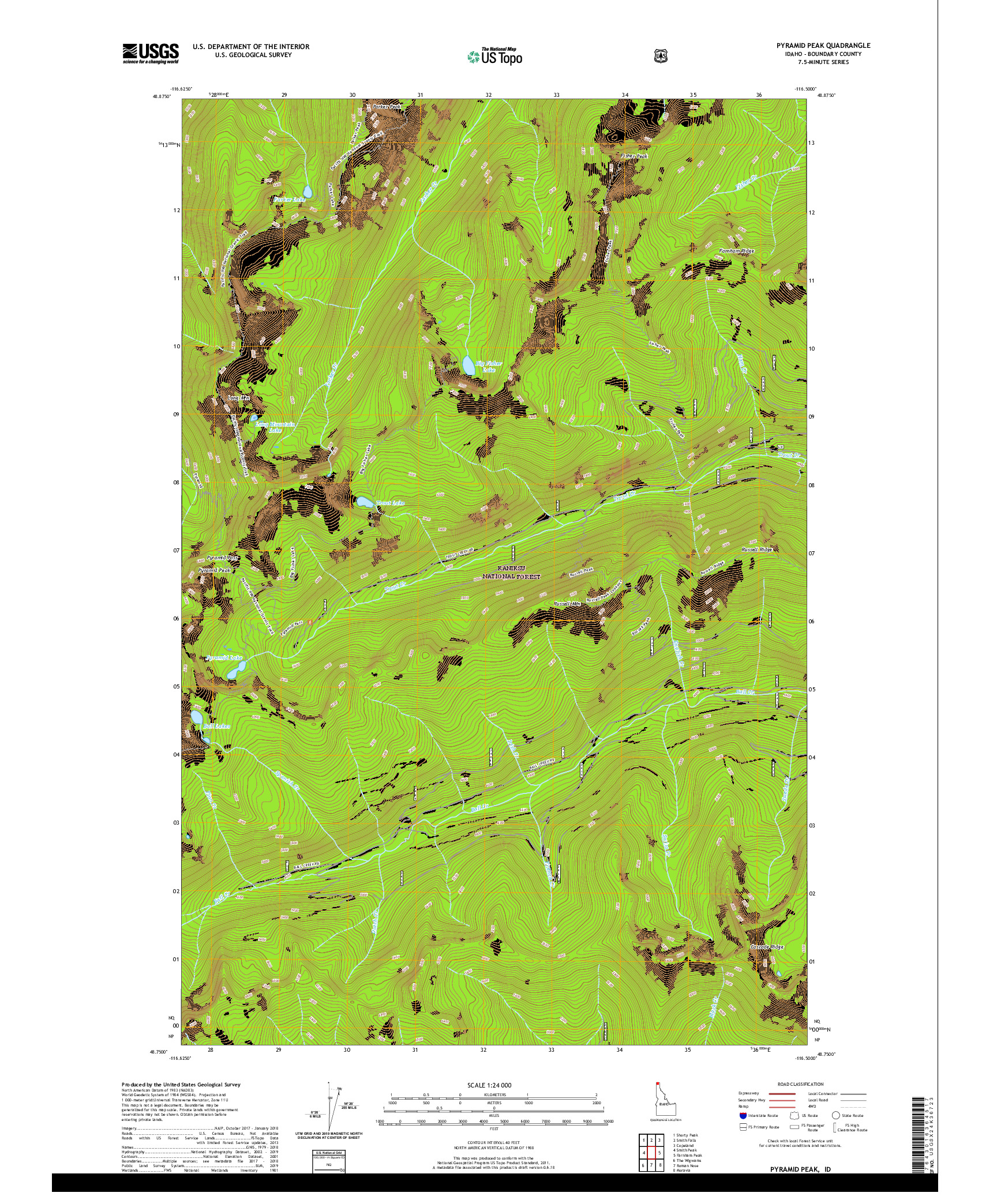 USGS US TOPO 7.5-MINUTE MAP FOR PYRAMID PEAK, ID 2020