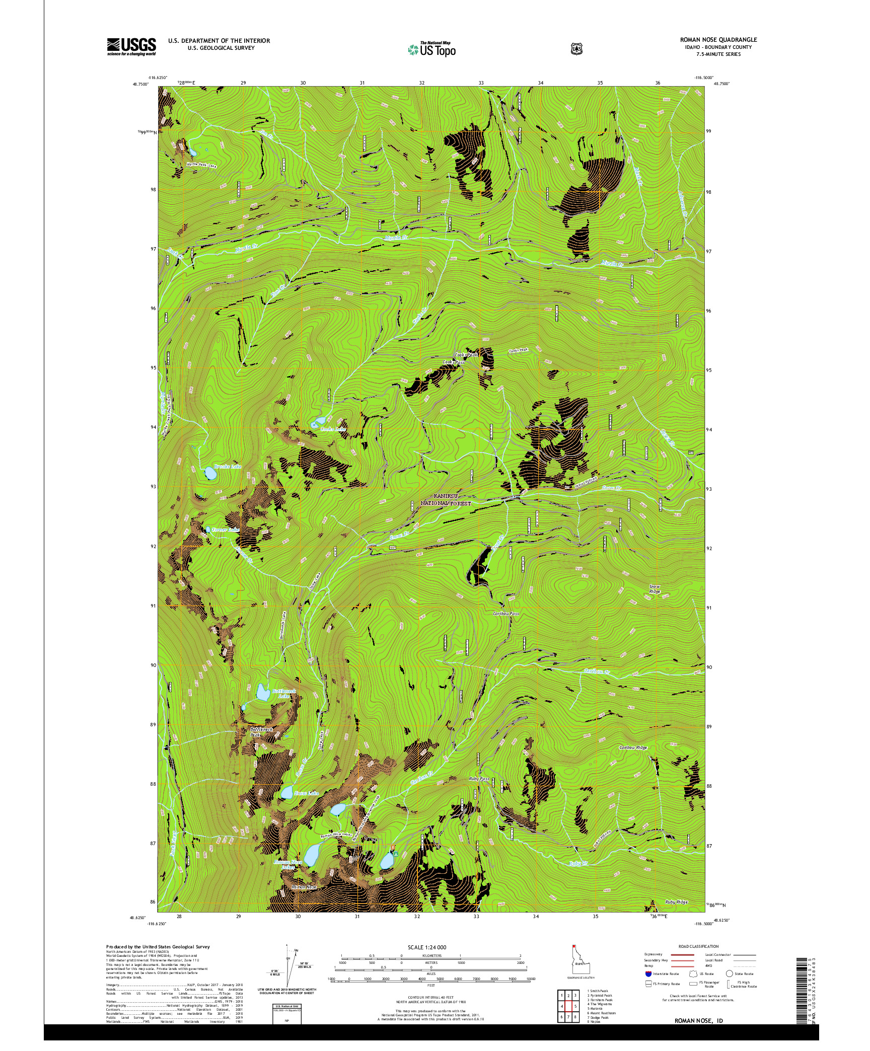 USGS US TOPO 7.5-MINUTE MAP FOR ROMAN NOSE, ID 2020