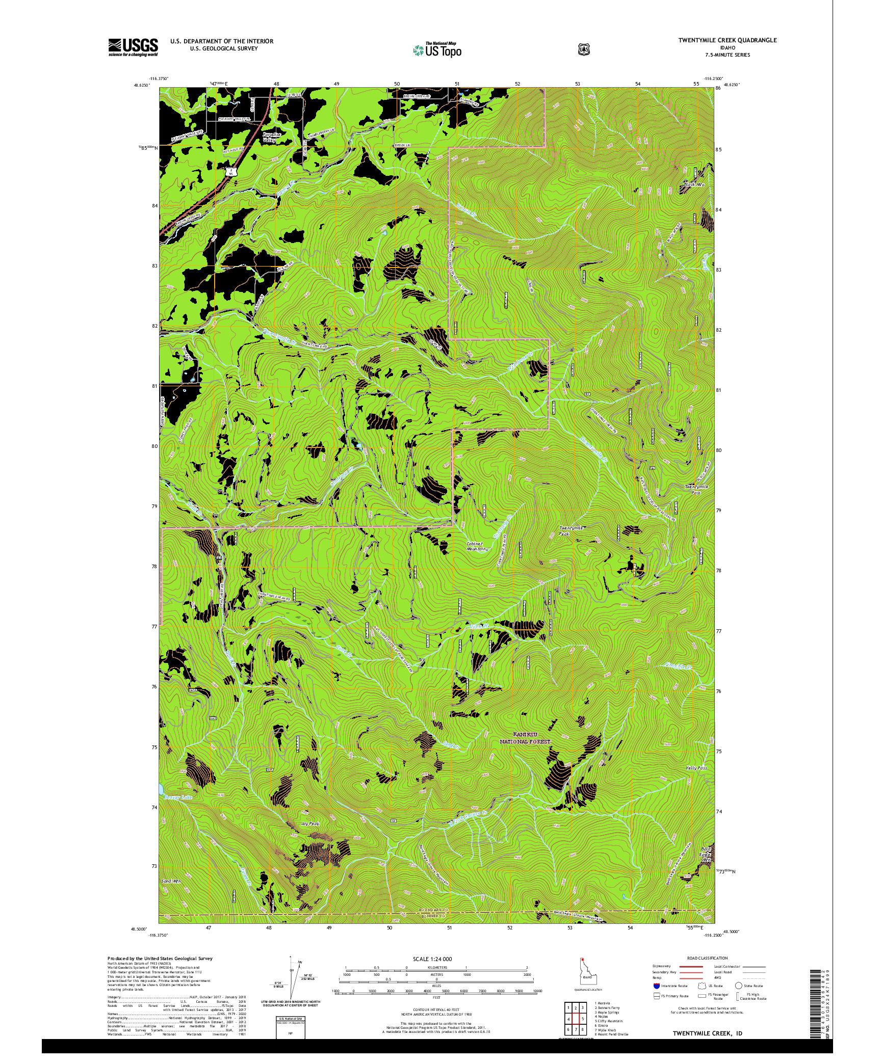 USGS US TOPO 7.5-MINUTE MAP FOR TWENTYMILE CREEK, ID 2020