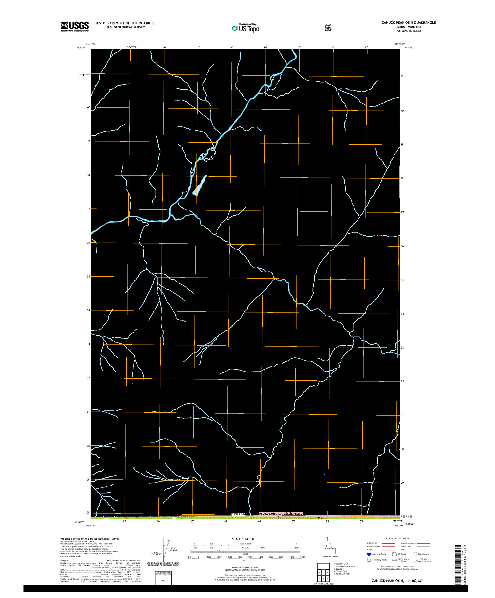 USGS US TOPO 7.5-MINUTE MAP FOR CANUCK PEAK OE N, ID,BC,MT 2020