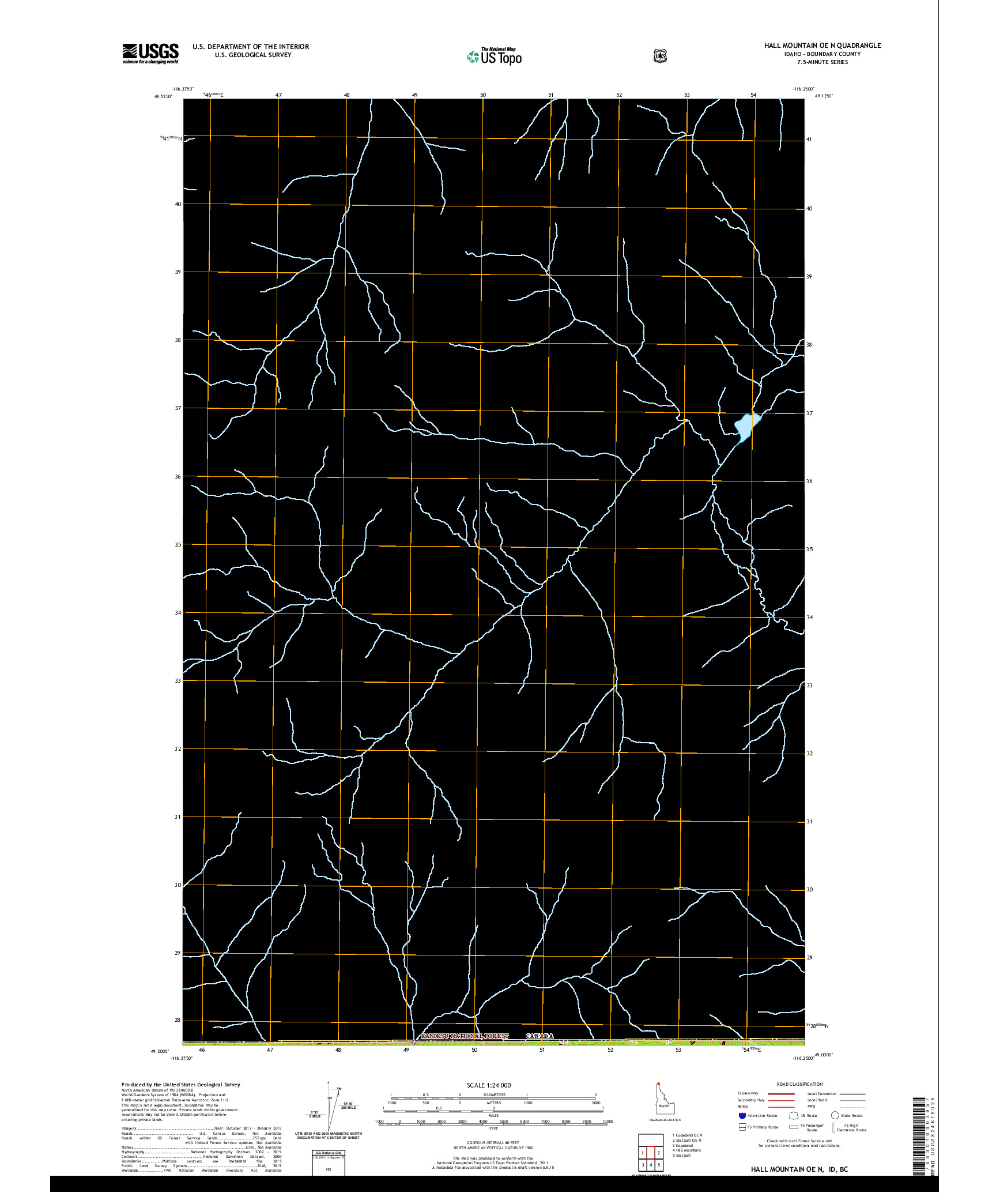 USGS US TOPO 7.5-MINUTE MAP FOR HALL MOUNTAIN OE N, ID,BC 2020