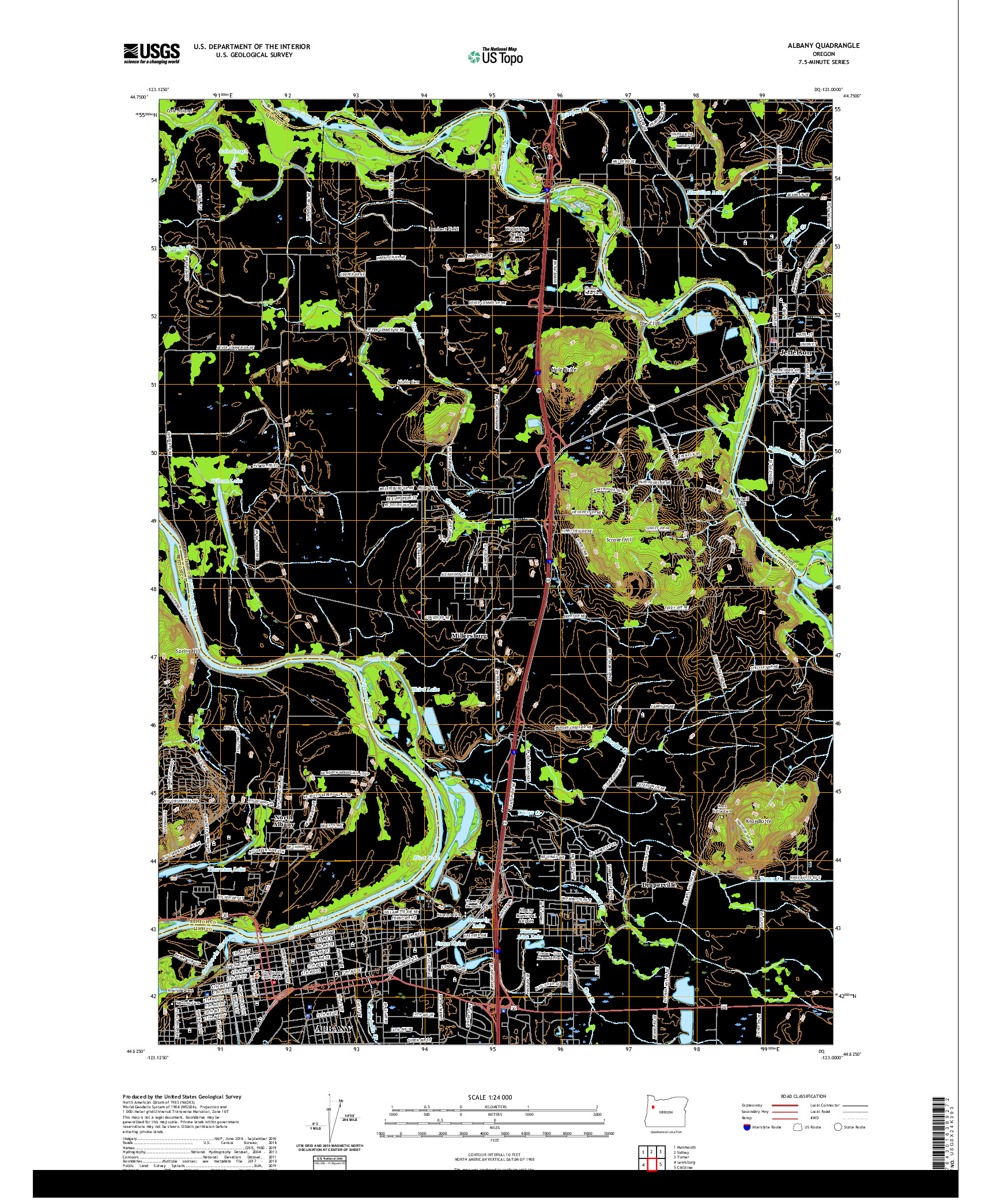 USGS US TOPO 7.5-MINUTE MAP FOR ALBANY, OR 2020