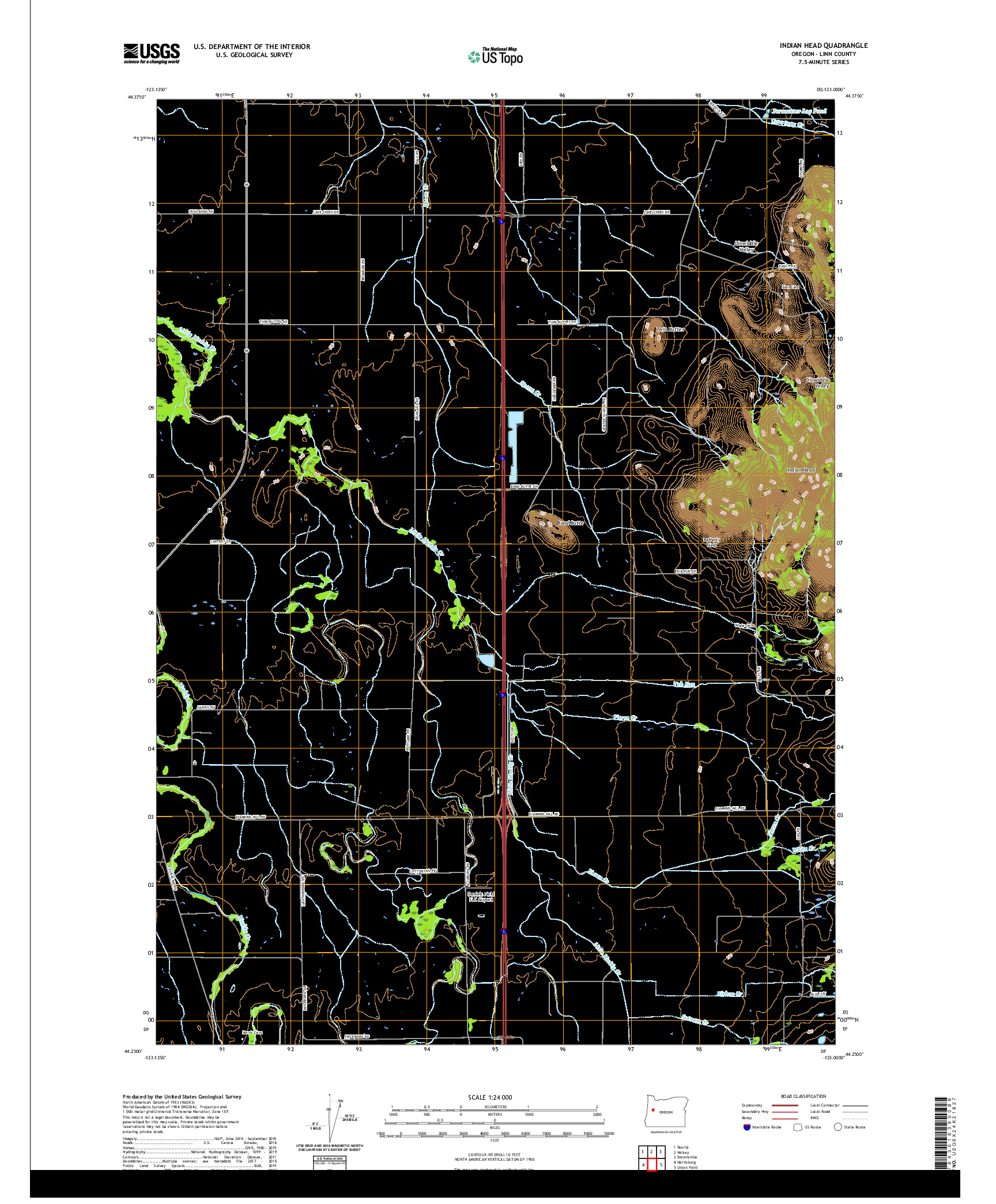 USGS US TOPO 7.5-MINUTE MAP FOR INDIAN HEAD, OR 2020