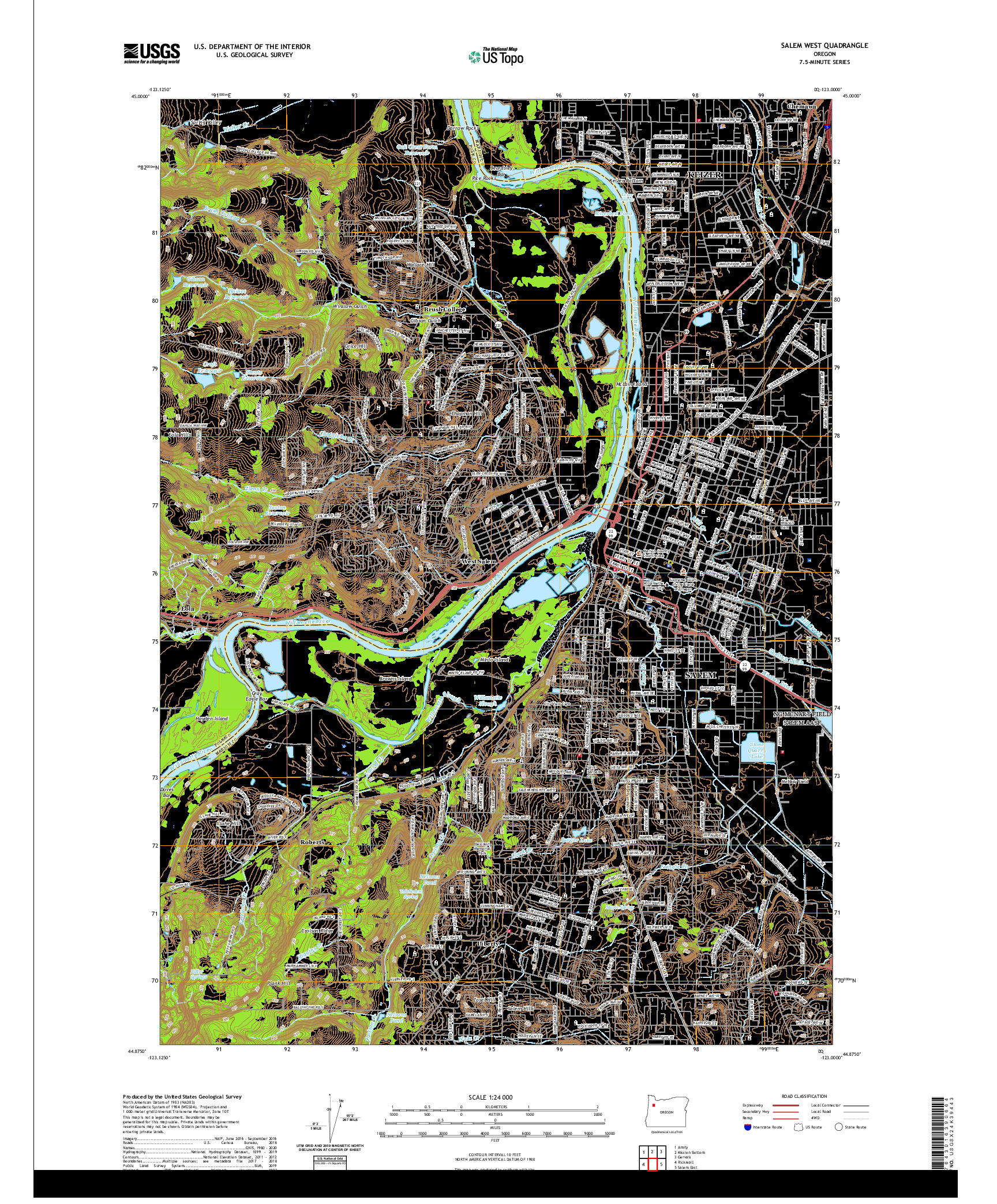 USGS US TOPO 7.5-MINUTE MAP FOR SALEM WEST, OR 2020