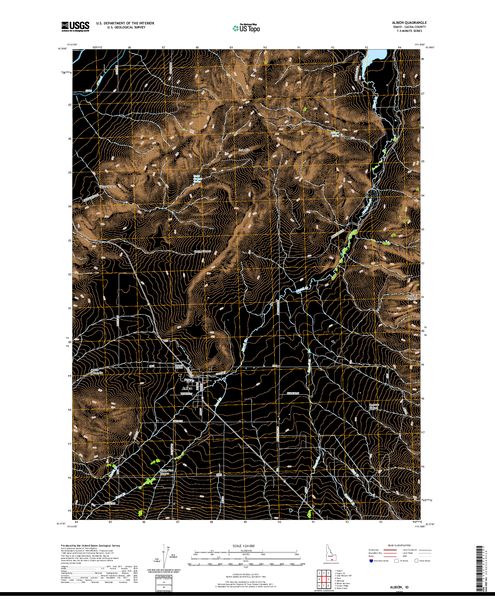 USGS US TOPO 7.5-MINUTE MAP FOR ALBION, ID 2020