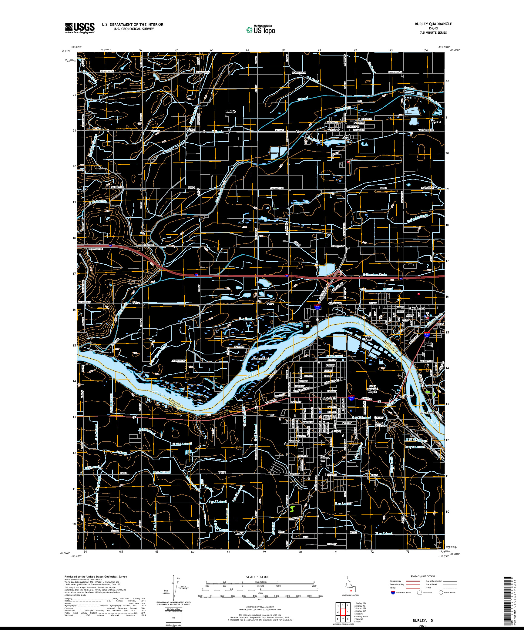 USGS US TOPO 7.5-MINUTE MAP FOR BURLEY, ID 2020