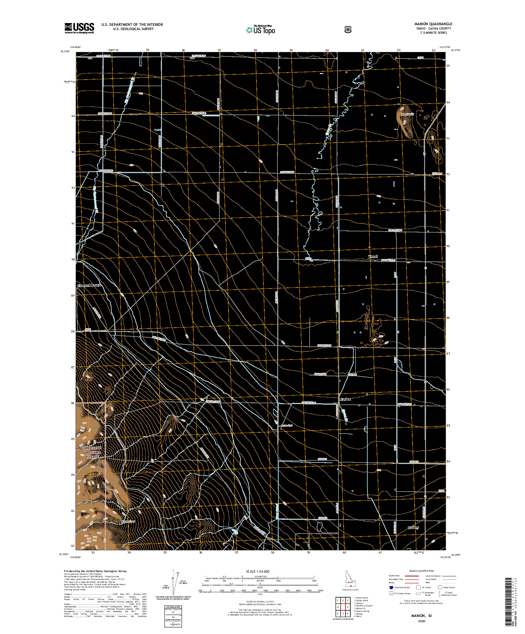 USGS US TOPO 7.5-MINUTE MAP FOR MARION, ID 2020