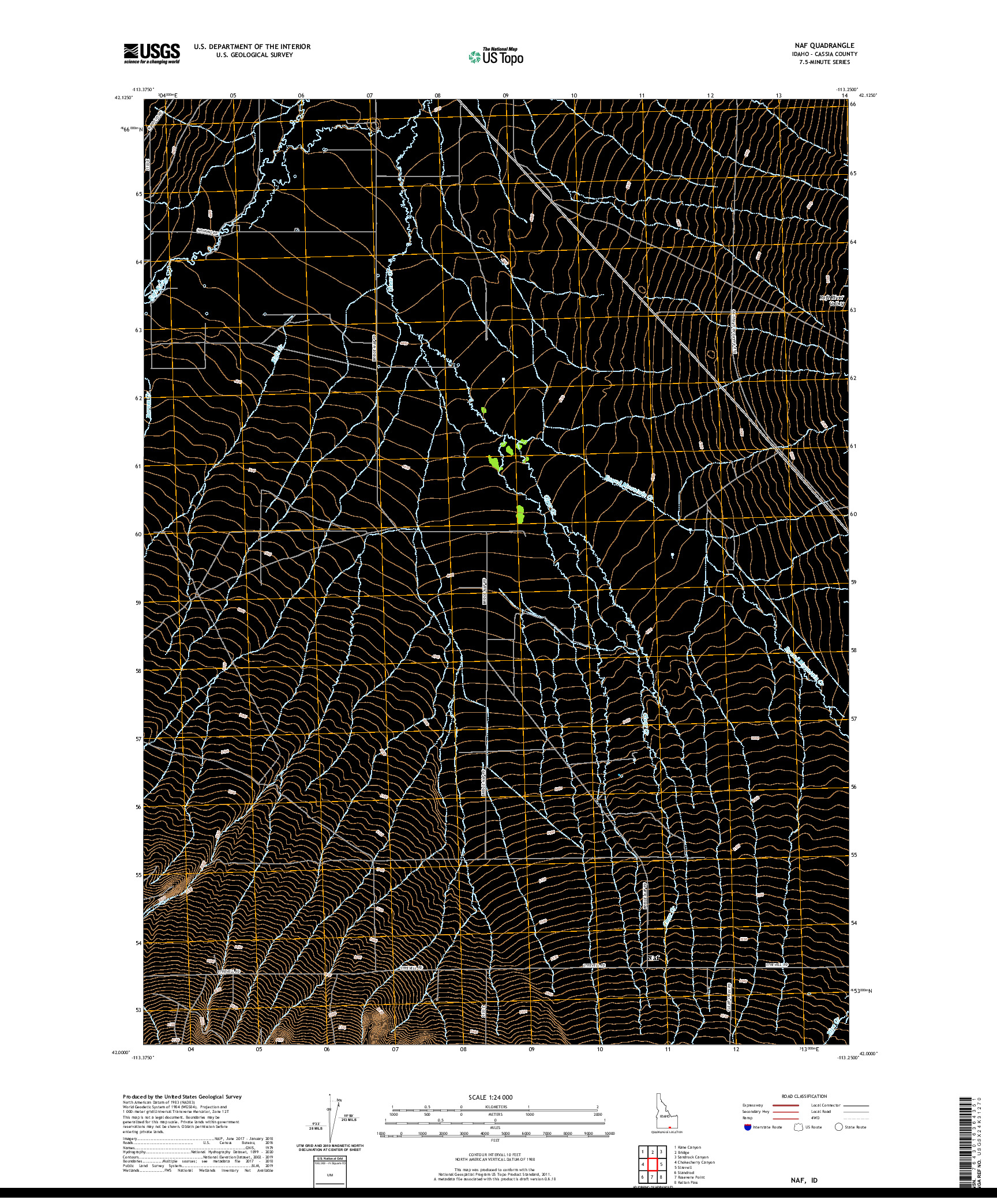 USGS US TOPO 7.5-MINUTE MAP FOR NAF, ID 2020